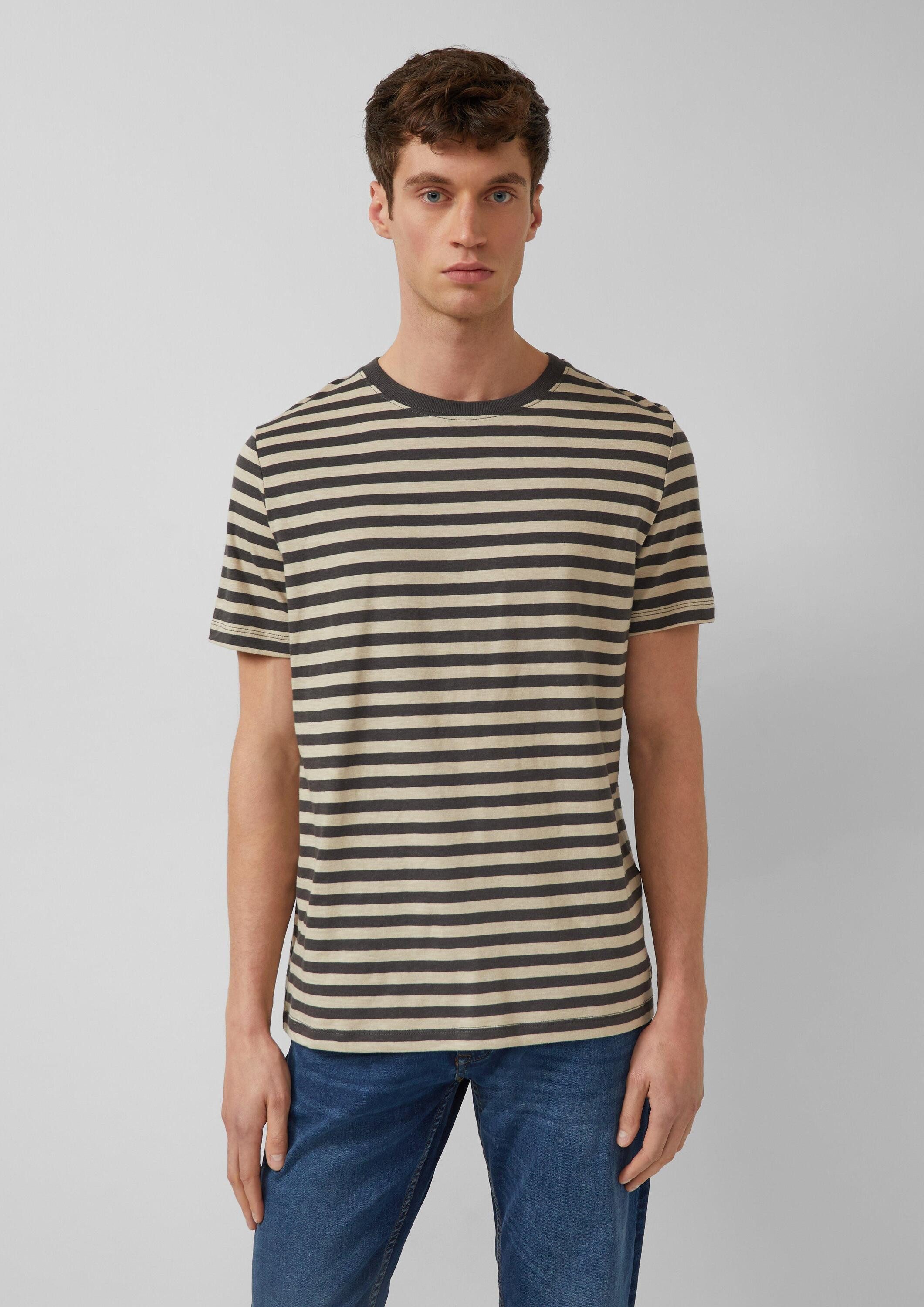 s.Oliver Kurzarmshirt T-Shirt Gestreiftes T-Shirt in Flammgarnstruktur