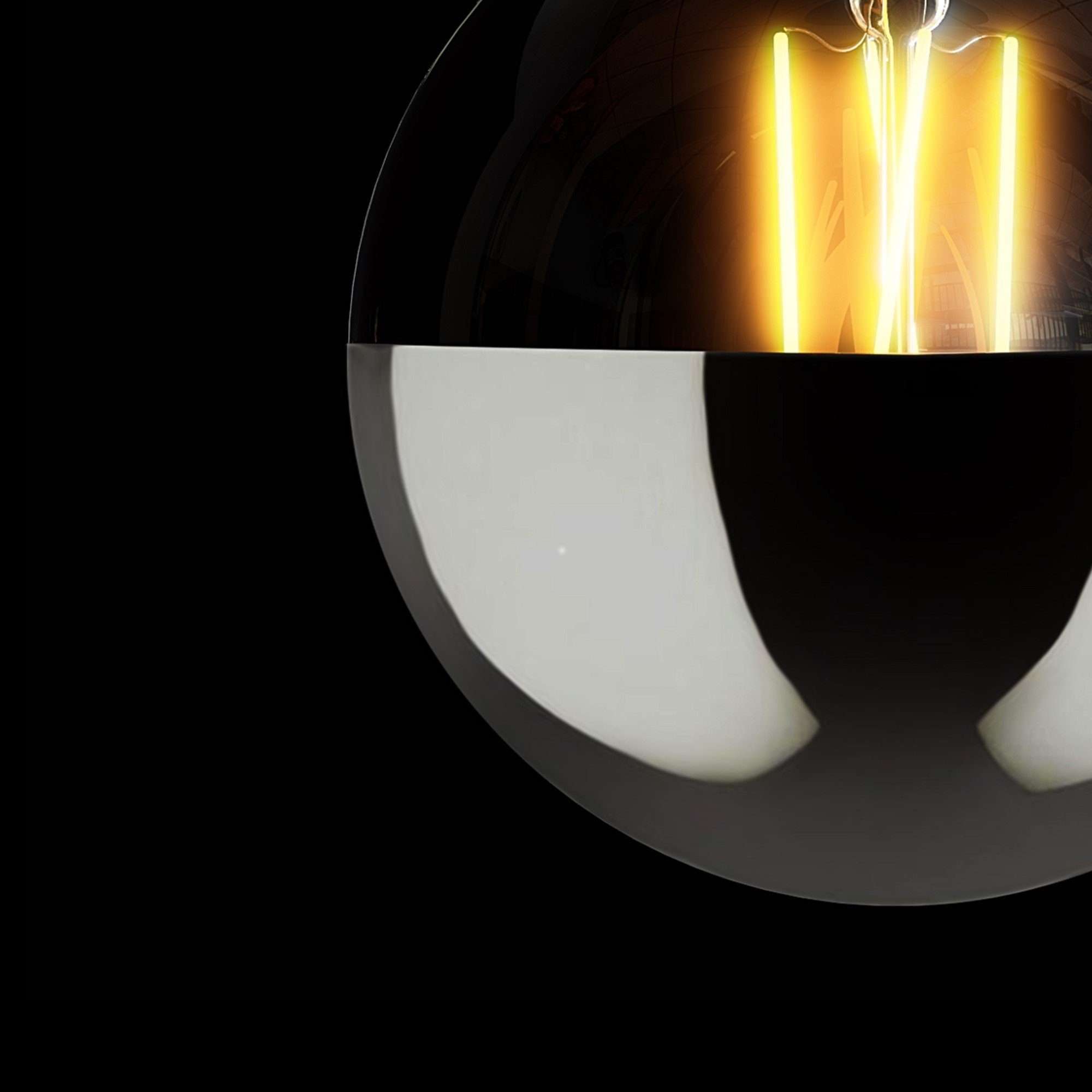Spiegelkopf mit Birne, LED Warmweiß Deckenleuchte schwarz SSC-LUXon Aufbauleuchte E27 NAMBI Globe