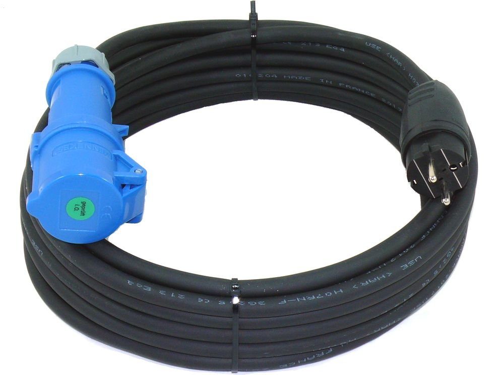 Elektro-Kabel, Kupplung Schuko H07RN-F auf 3G1,5 cm), Stecker maxgo® 3x1,5 3x1.5mm² Adapter CEE (500 Camping 5m