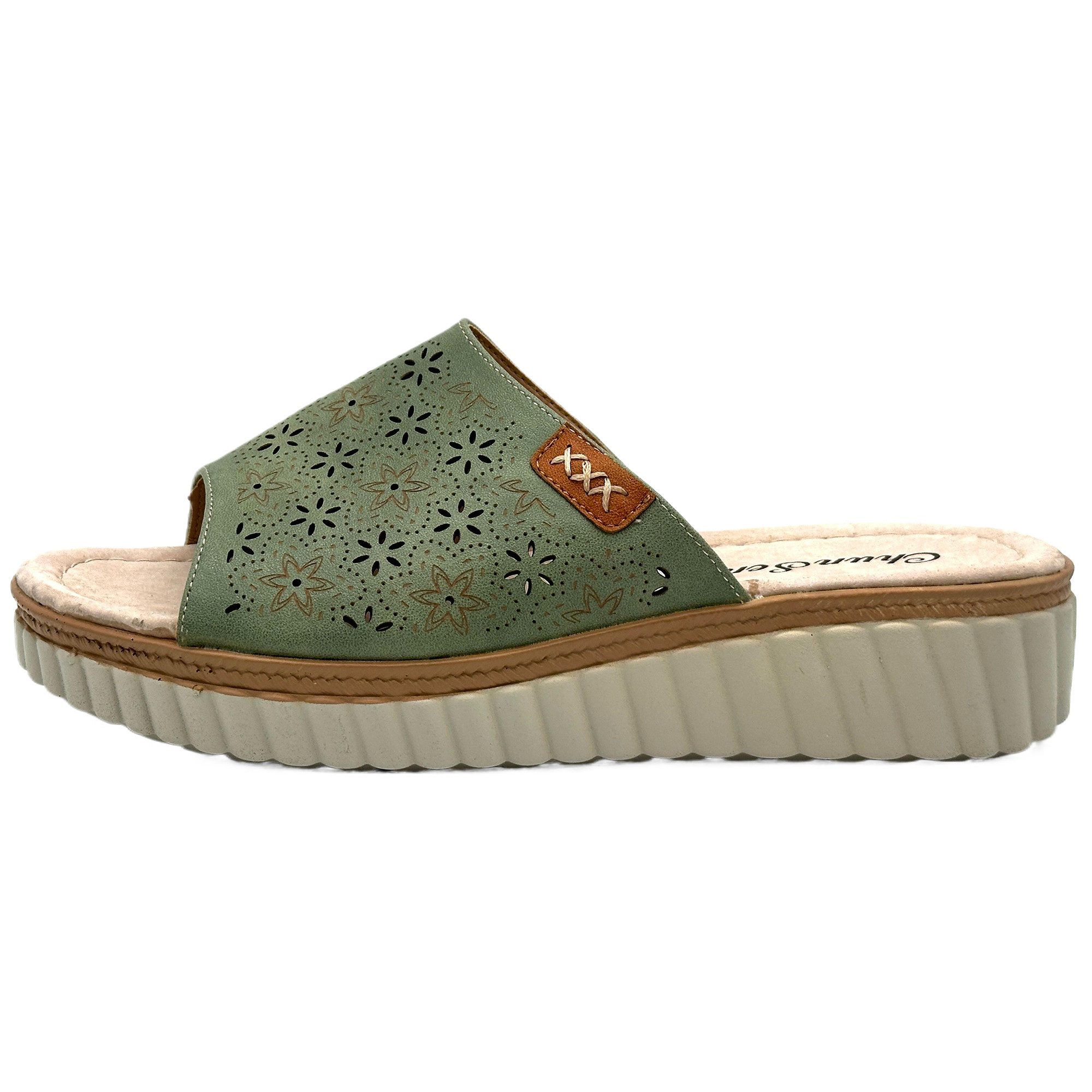 Nowaland Bequeme Damen-Pantoletten - luftdurchlässig & rutschfest Pantolette Blumenmuster, ergonomisch, Weich, rutschhemmend