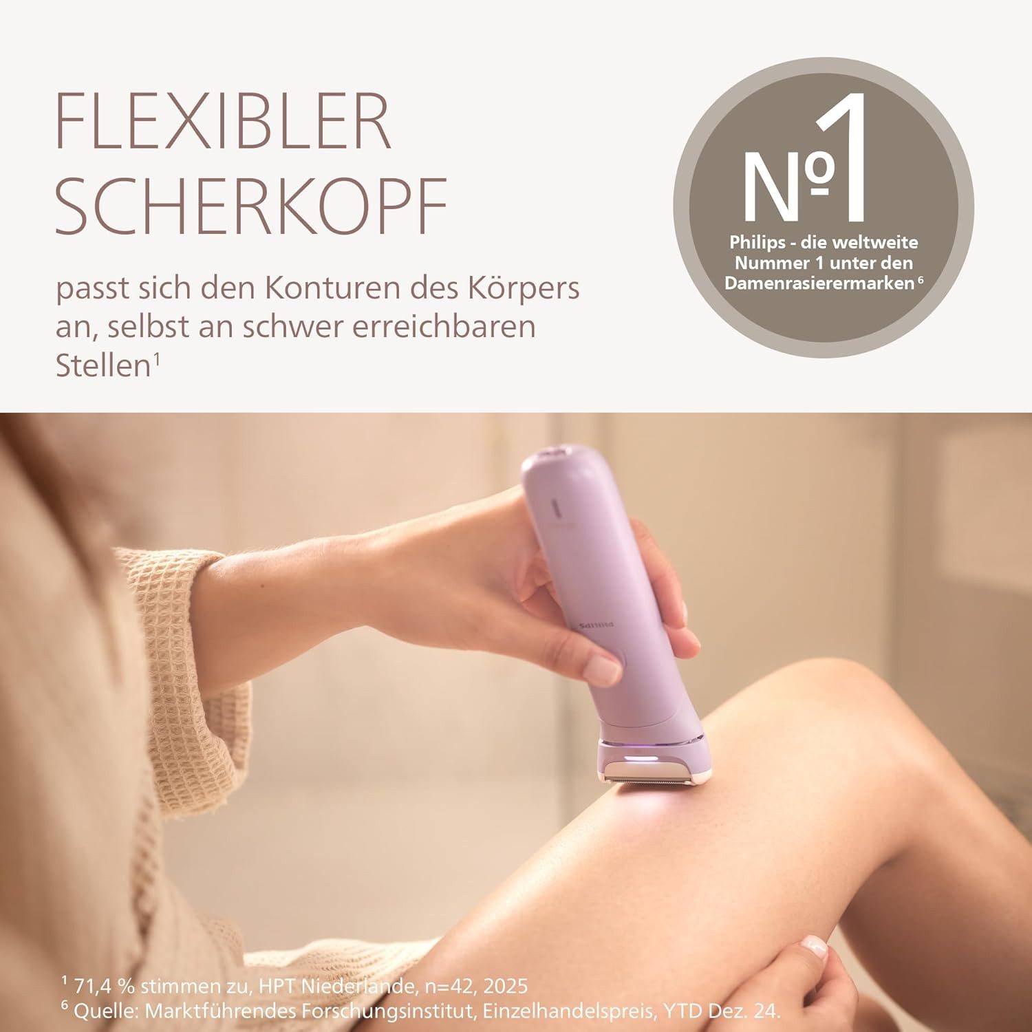 Philips Elektrokörperrasierer Philips Lady Shaver Series 8000 elektrischer Rasierer BRL149/00, Aufsätze: 4, SmartClick-Präzisionstrimmer, kabelloser elektrischer Rasierer, nass und trocken, 3-Klingen-System, flexibler Scherkopf, LED-Licht, 100 Min. Laufzeit
