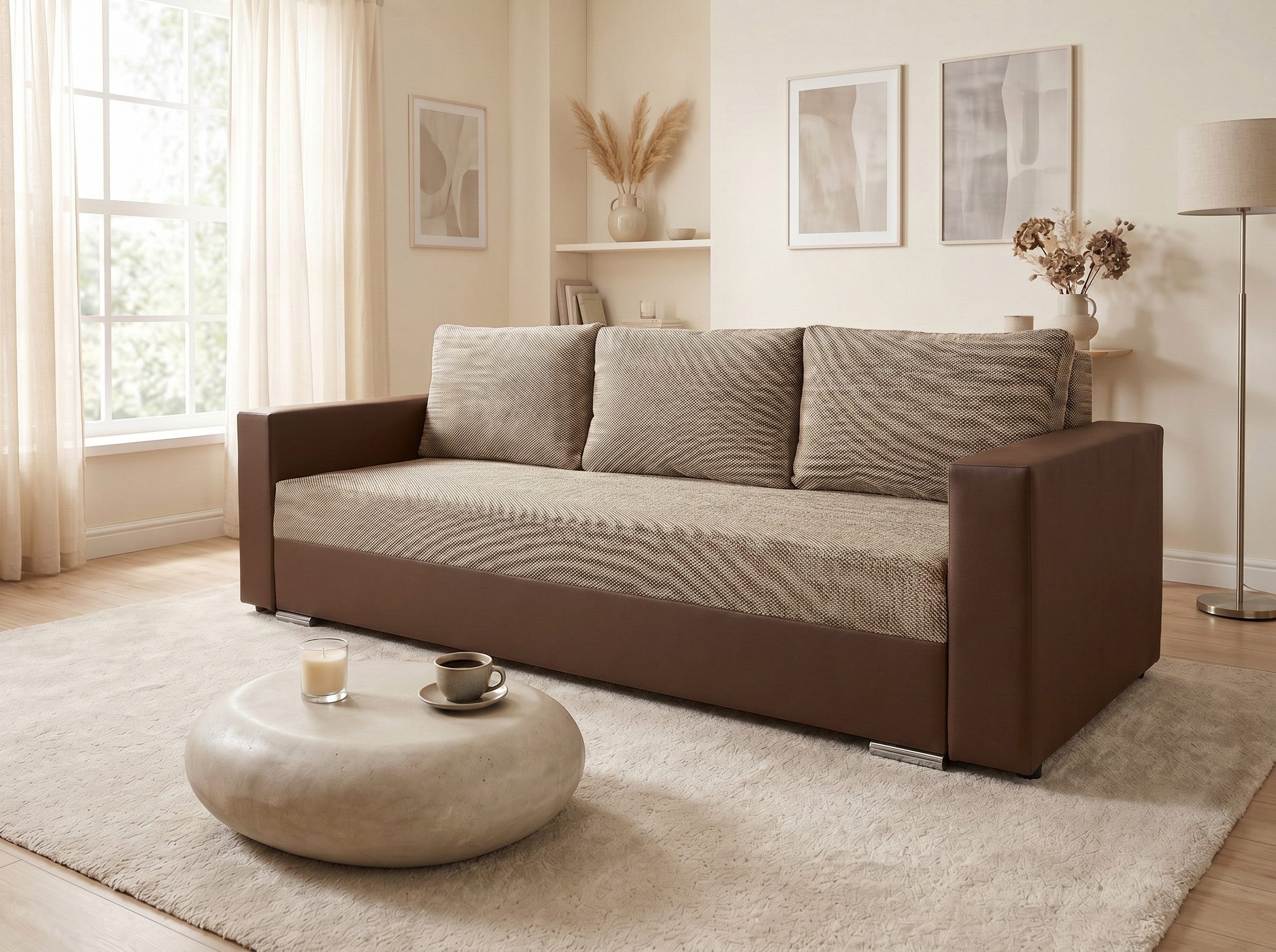 Sofnet Schlafsofa Bird, mit Schlaffunktion und Bettkasten, Bettsofa mit Chromfüße, Schlafcouch, Sofagarnitur