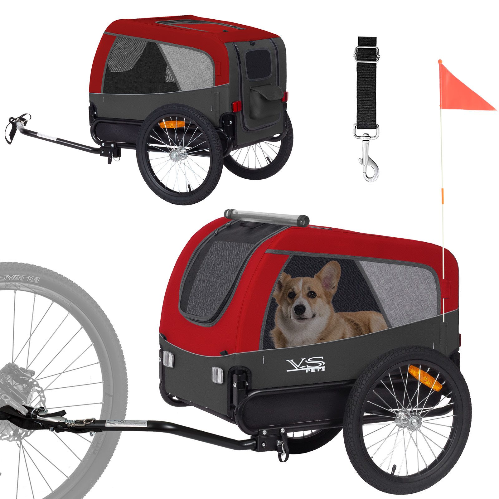 TIGGO Fahrradhundeanhänger Tiggo VS Medium Hundeanhänger Fahrradanhänger für Hunden bis 23kg