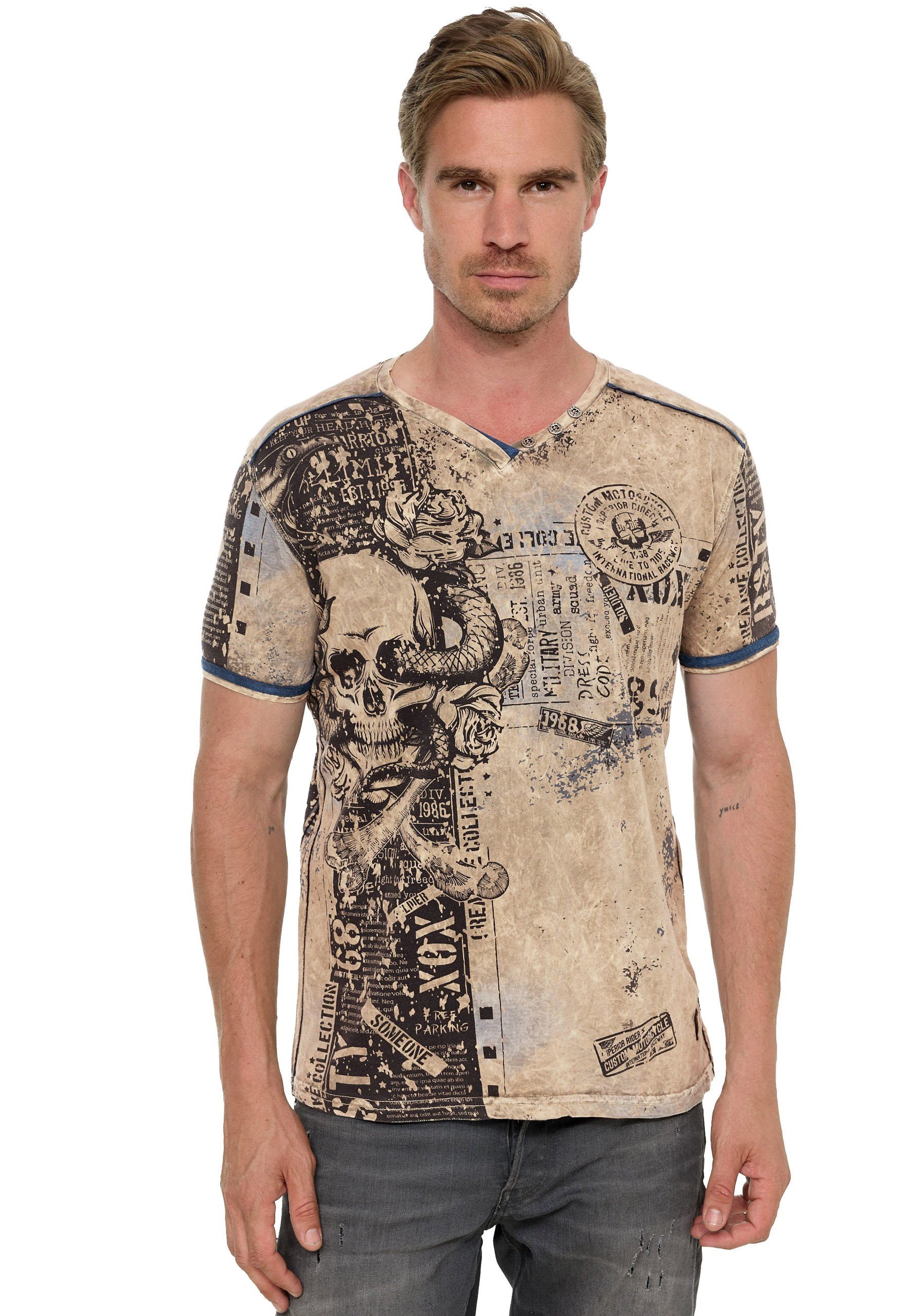 Rusty Neal T-Shirt Rusty Neal T-Shirt mit coolem Allover-Print günstig online kaufen