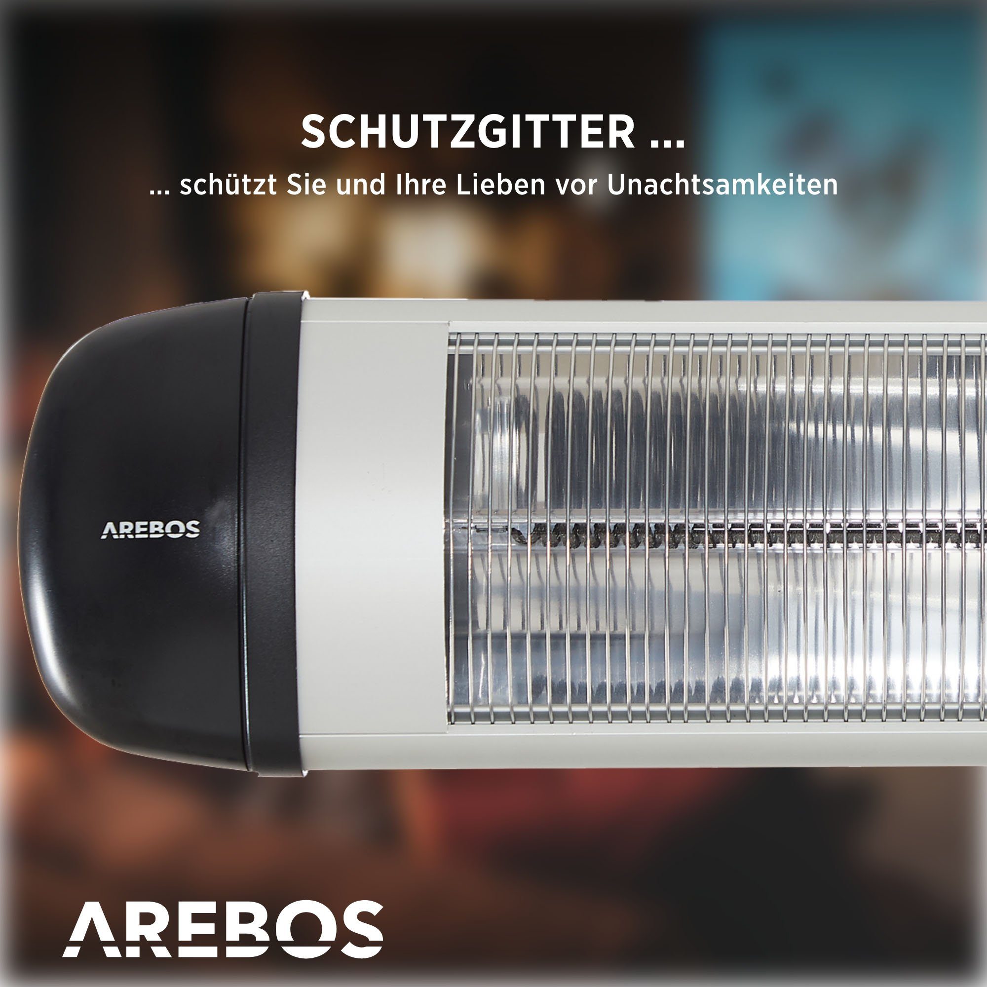 Arebos Heizstrahler Infrarot Heizstrahler 2500 Timer, mit LED-Anzeige Std. 3 Fernbedienung Heizstufen, 24 W