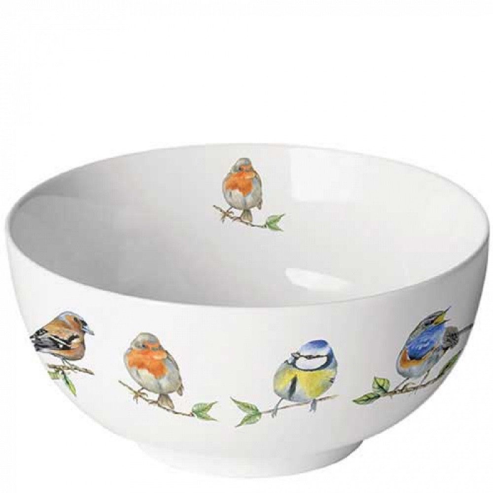 Ambiente Luxury Paper Products Becher Vogel, Garten, Rotkehlchen, Spatzen, Meisen, Schmetterling, Blumen, 1-tlg., Porzellan : Müslischale, Tee/Kaffee Tasse / Schüssel / Ideal Als Geschenk