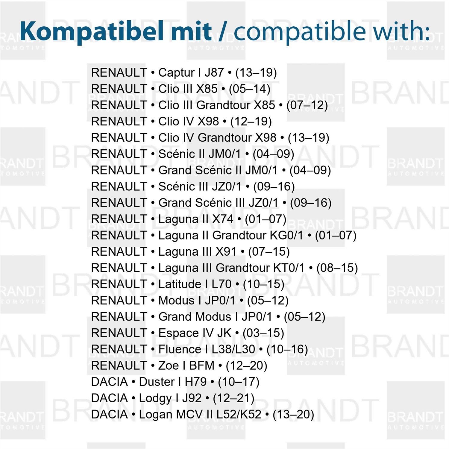 BRANDT AUTOMOTIVE KFZ-Ersatzleuchte LED Kennzeichenleuchten Auto Kennzeichenbeleuchtung, für Dacia Duster I H79 (10–17); Lodgy I J92 (12–21); Logan MCV II ...