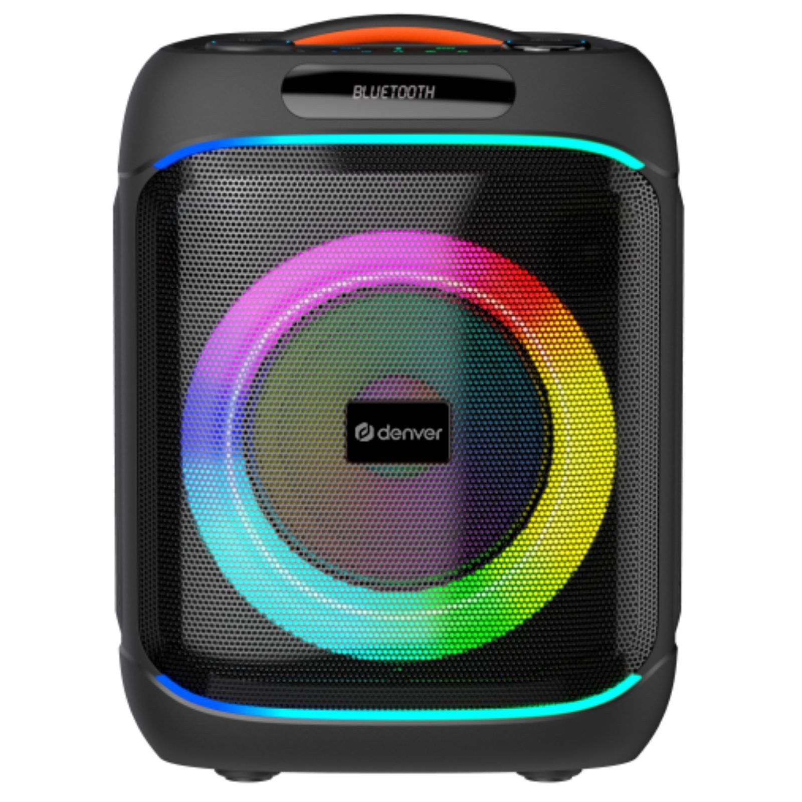 Denver BPS Partylautsprecher BT-Mikrofon, Akku, TWS,LED, 400W bis 2000 W Party-Lautsprecher (40 W, Gitarrenanschluss,Bassanschluss,USB,microSD,AUX,Rollen,Tragegriff)