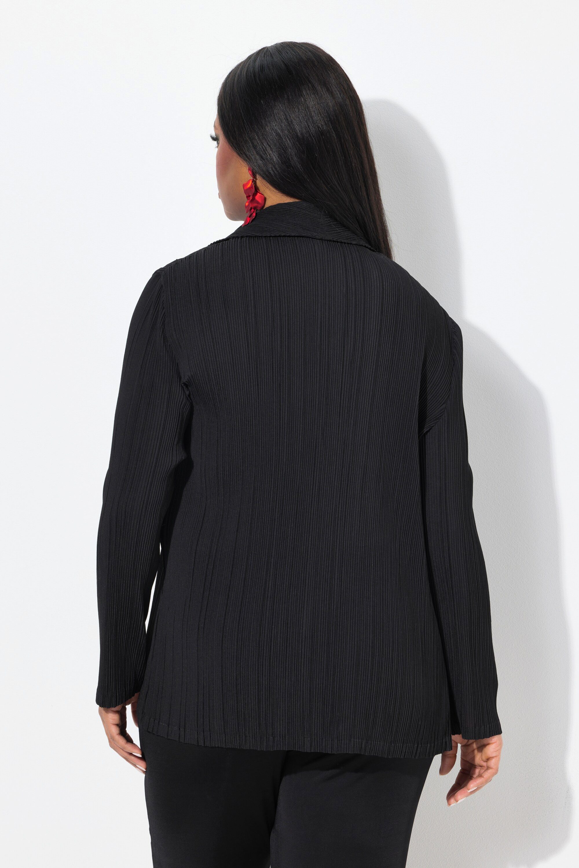 Ulla Popken Blusenblazer Plissee-Blazer Reverskragen Knopfverschluss