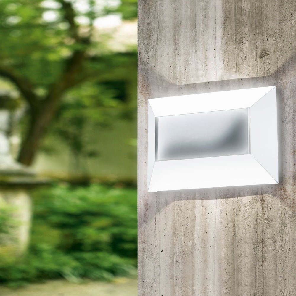 Haus Außen Wand Chrom LED Weg IP44 Lampe Außen-Wandleuchte, inklusive, EGLO Beleuchtung Garage Leuchtmittel Warmweiß, Leuchte