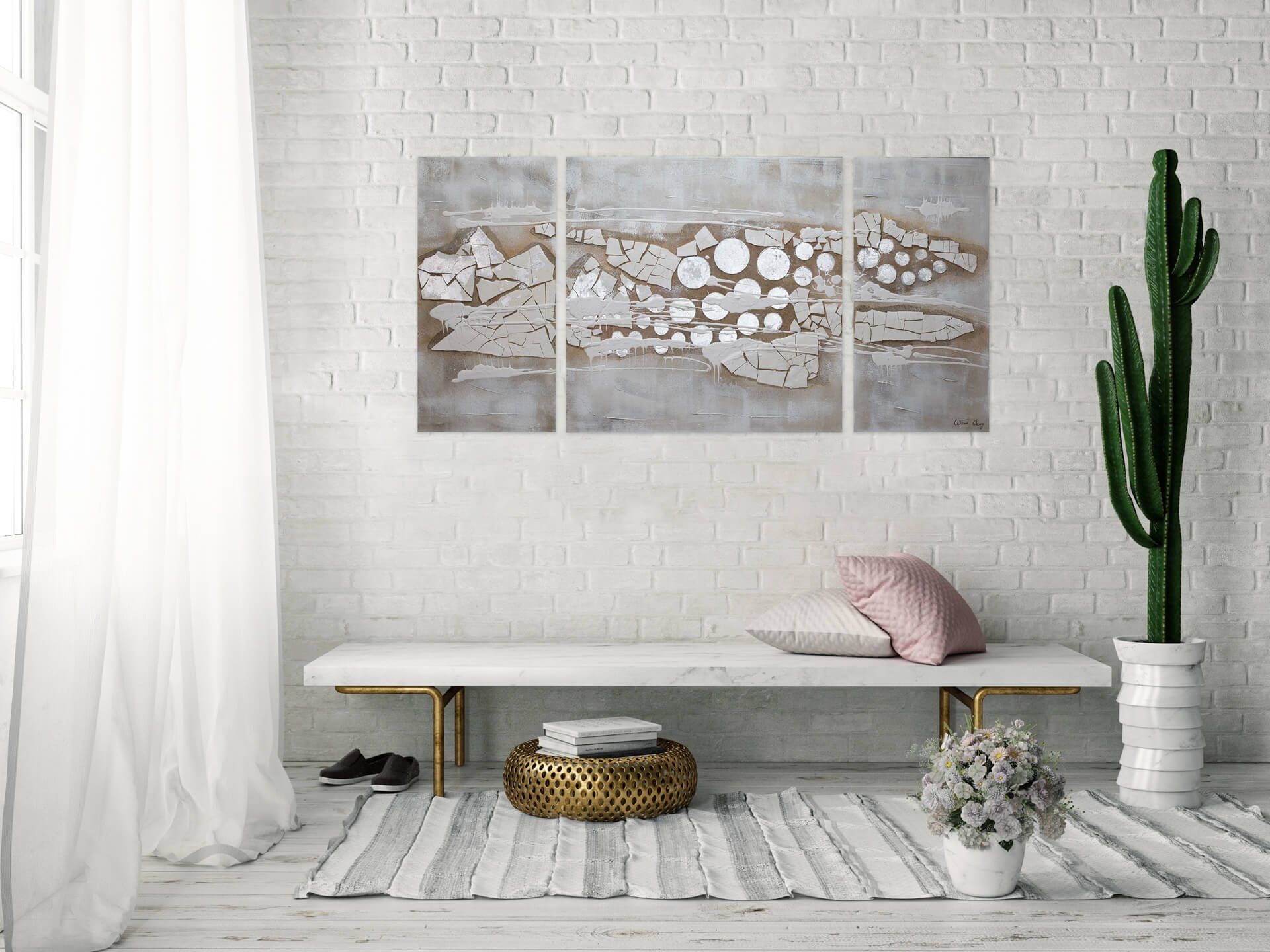 Eisbergs Wohnzimmer des Spitze cm, Leinwandbild HANDGEMALT Wandbild KUNSTLOFT 100% 140x70 Gemälde