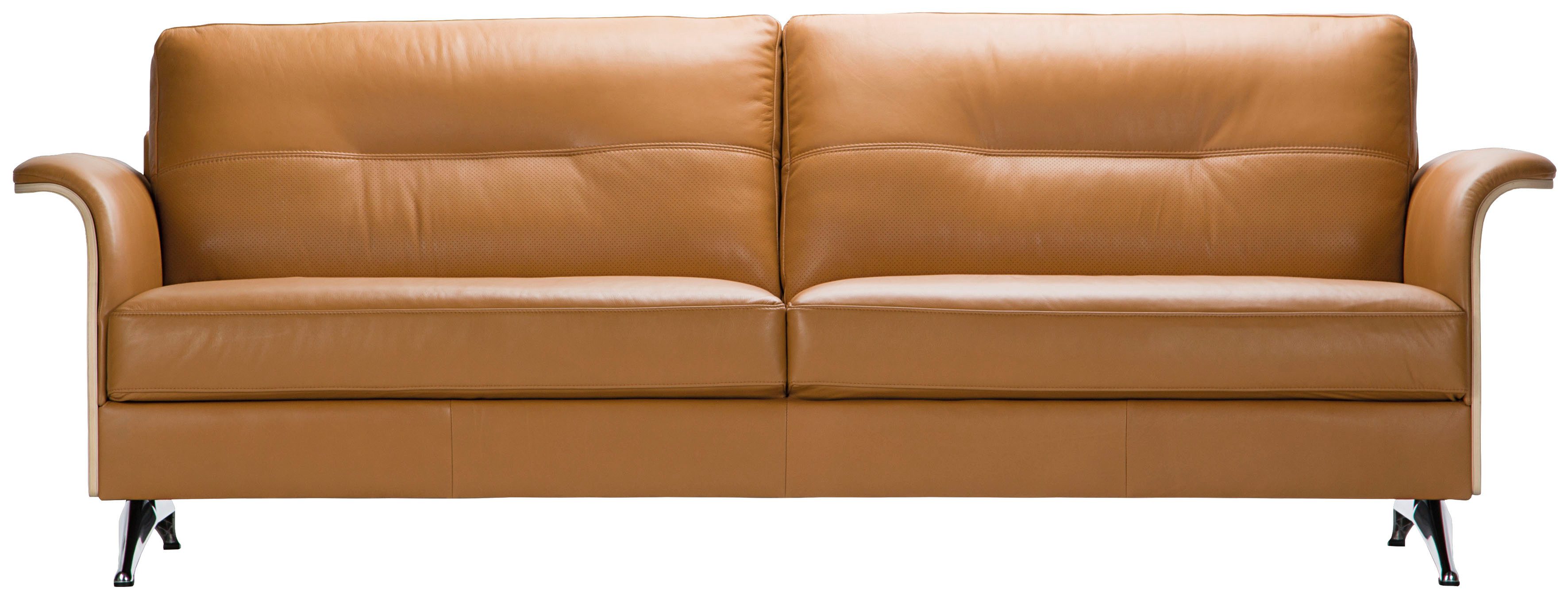 FLEXLUX 3-Sitzer Glow, Premium-Sitz: Kaltschaum schwarz Arml. Federkern, Fuß Walnuss, &