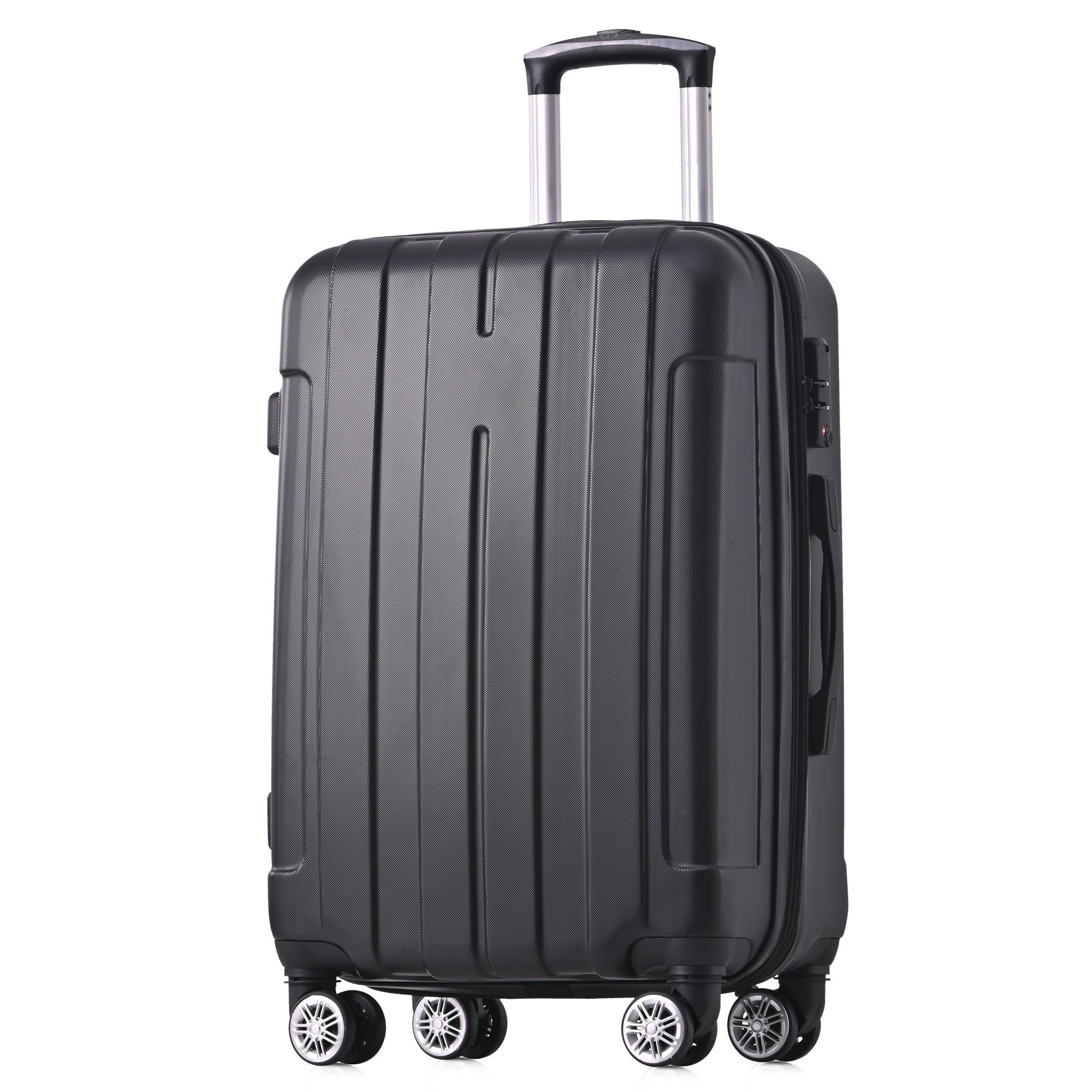 Odikalo Handgepäckkoffer Handgepäck ABS-Material, Universalrad, TSA-Schloss, mehreFarbe schwarz