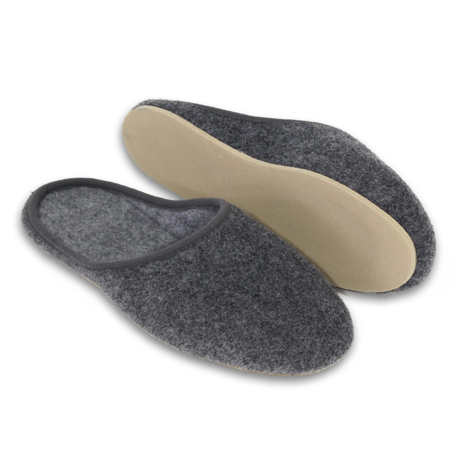 Pantoffelmann Leichte Pantoffel Herren Damen Filzpantoffeln Filz Hauschuh Gummisohle Pantoffel (1 Paar) für Laminat- und Parkettfußböden