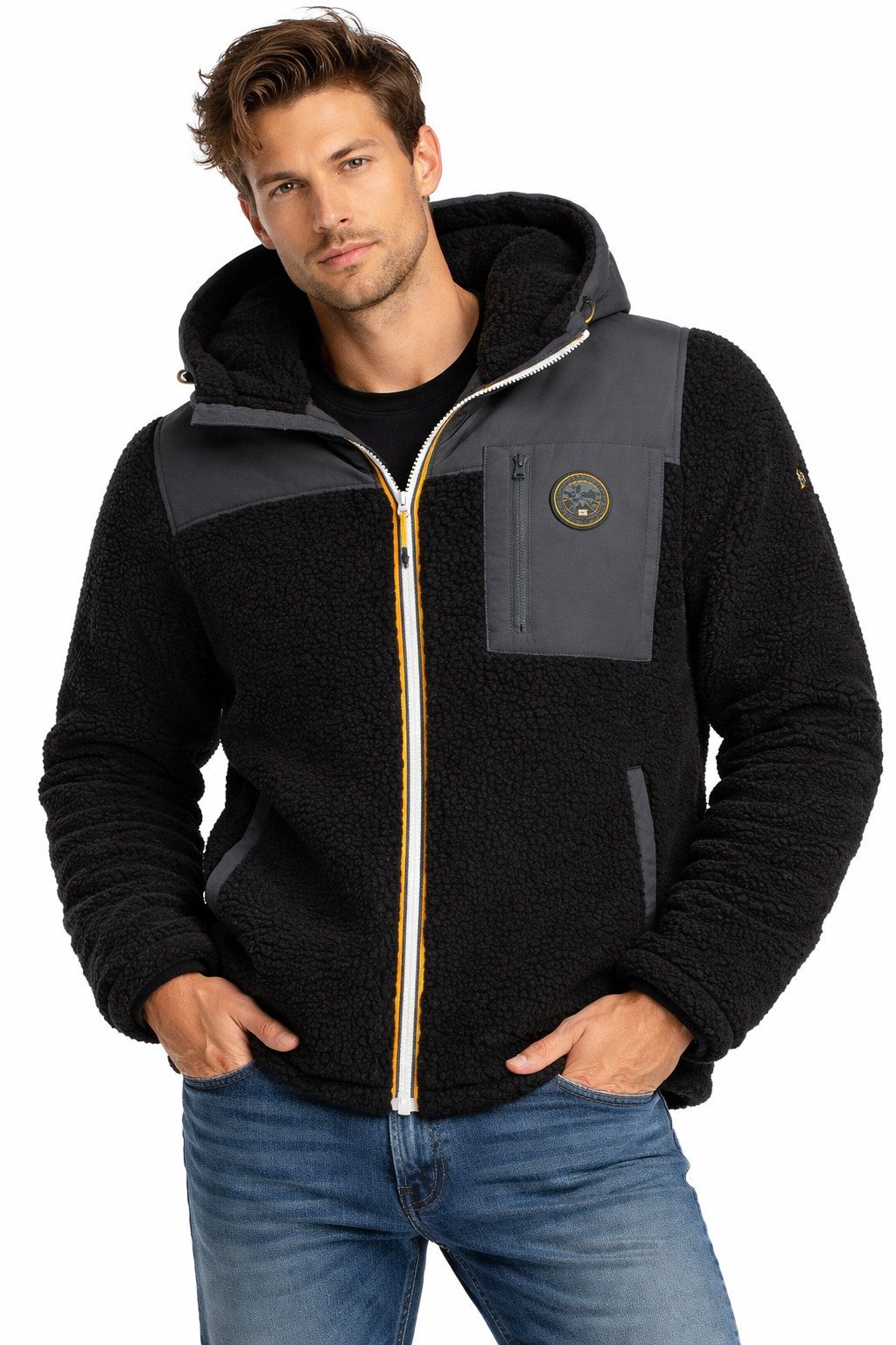Geographical Norway Fleecejacke Herren Übergangs Jacke Herren Teddyfleece Outdoor funktional, weich