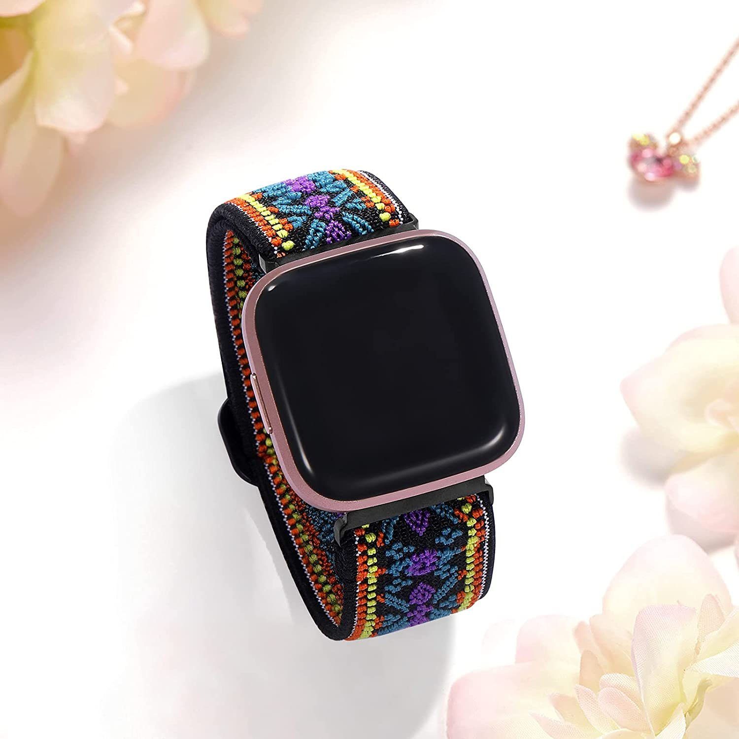 1 Stücke Armband/Fitbit + Farbe zggzerg Ersatzarmband schwarz 2 Kompatibel mit Fitbit Uhrenarmband Versa lila 2