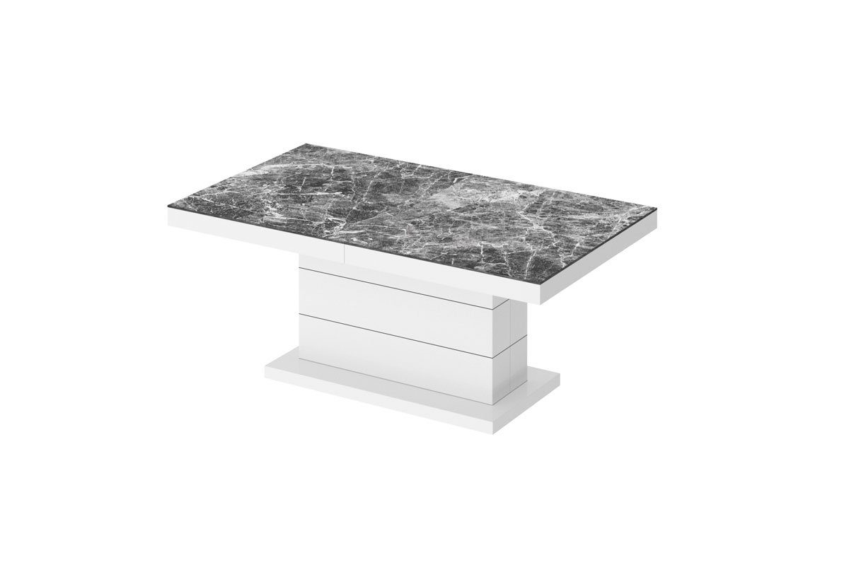 designimpex Couchtisch Design Couchtisch Matera Lux H-333 Marmor dunkel - Weiß Hochglanz