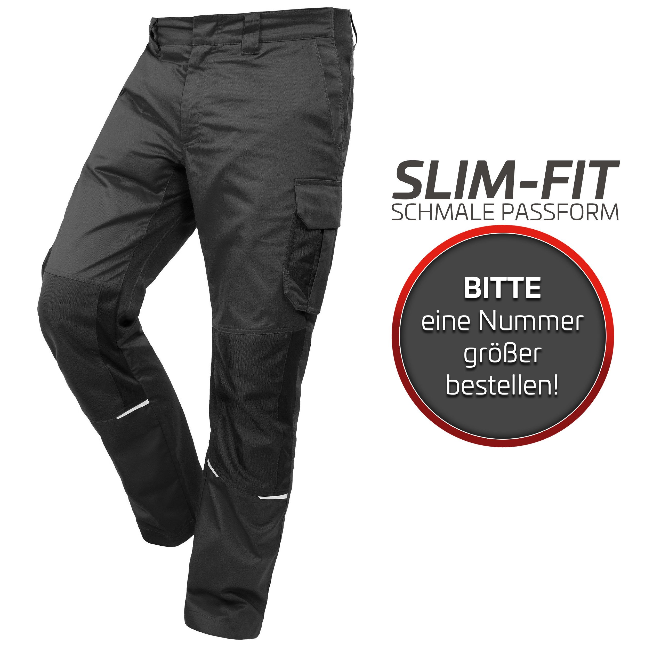 Qualitex Workwear Arbeitsbundhose Slim-Fit Herren-Arbeitshose, strapazierfähige Stretch-Hose-Herren (1-tlg) Robust wie eine Jeans, Herren Hose auch als Latzhose erhältlich
