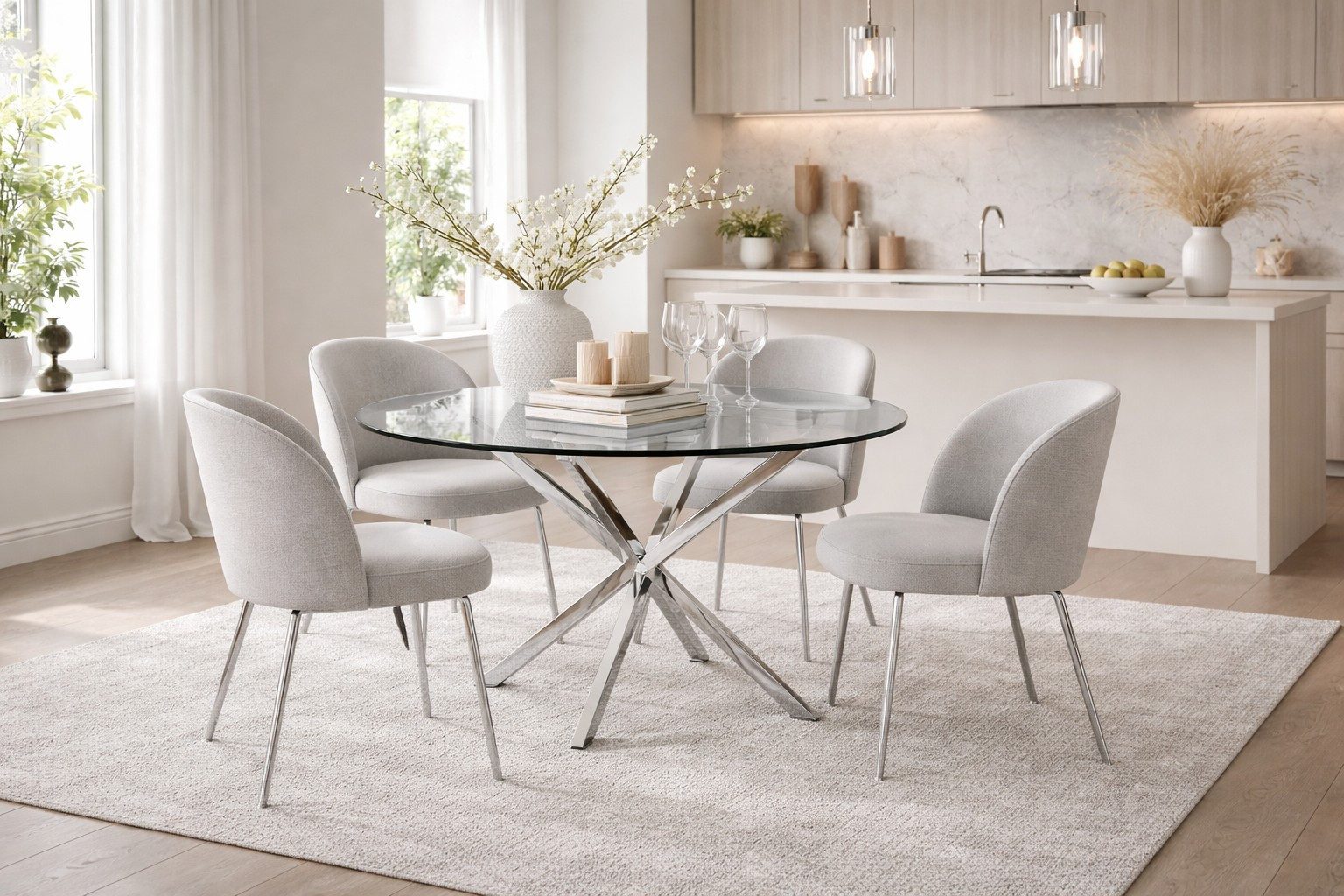 moebel-direkt-online Esstisch Durchmesser 110 cm. Hochwertiger Glastisch mit modernen Metallgestell, Durchmesser 110 cm