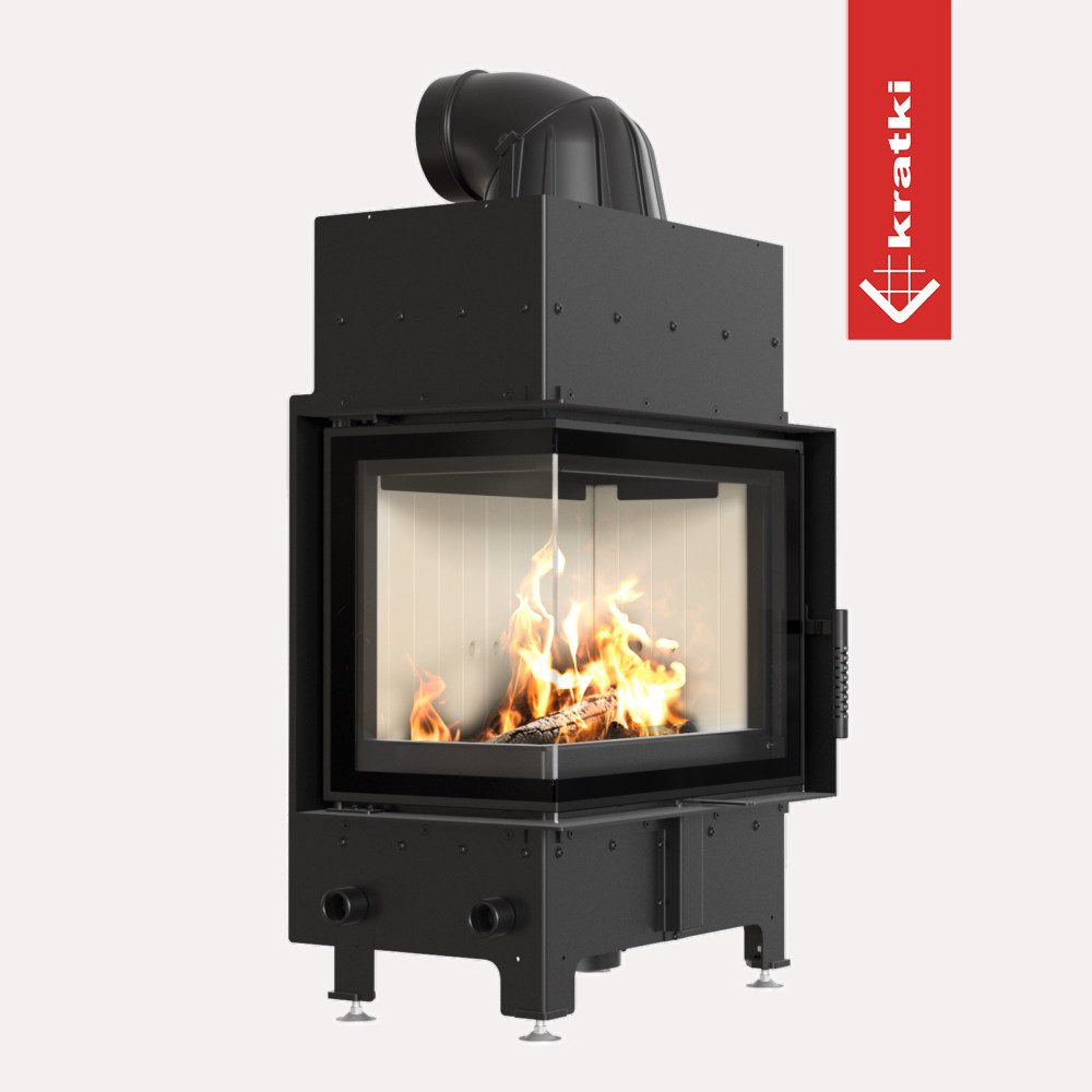 Kratki Kamineinsätze Kamineinsatz aus Stahl FLOKI S links 8 kW Ø 160 mit Türfeder, 8 kW