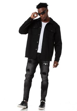 RedBridge Hemdjacke Red Bridge Herren Hemd Sweatjacke Wide Cut Schwarz S atmungsaktiv, vielseitig