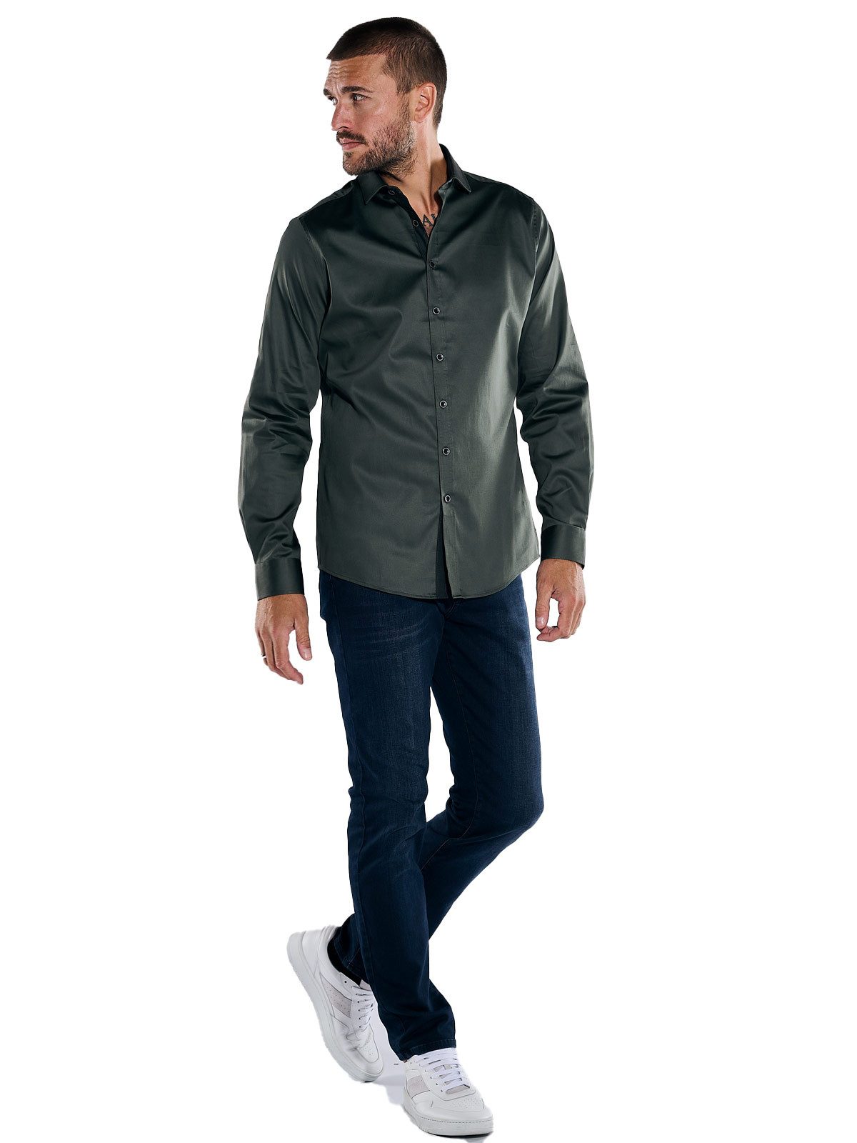 emilio adani Langarmhemd Herren Langarm-Hemd "My Favorite", Oliv