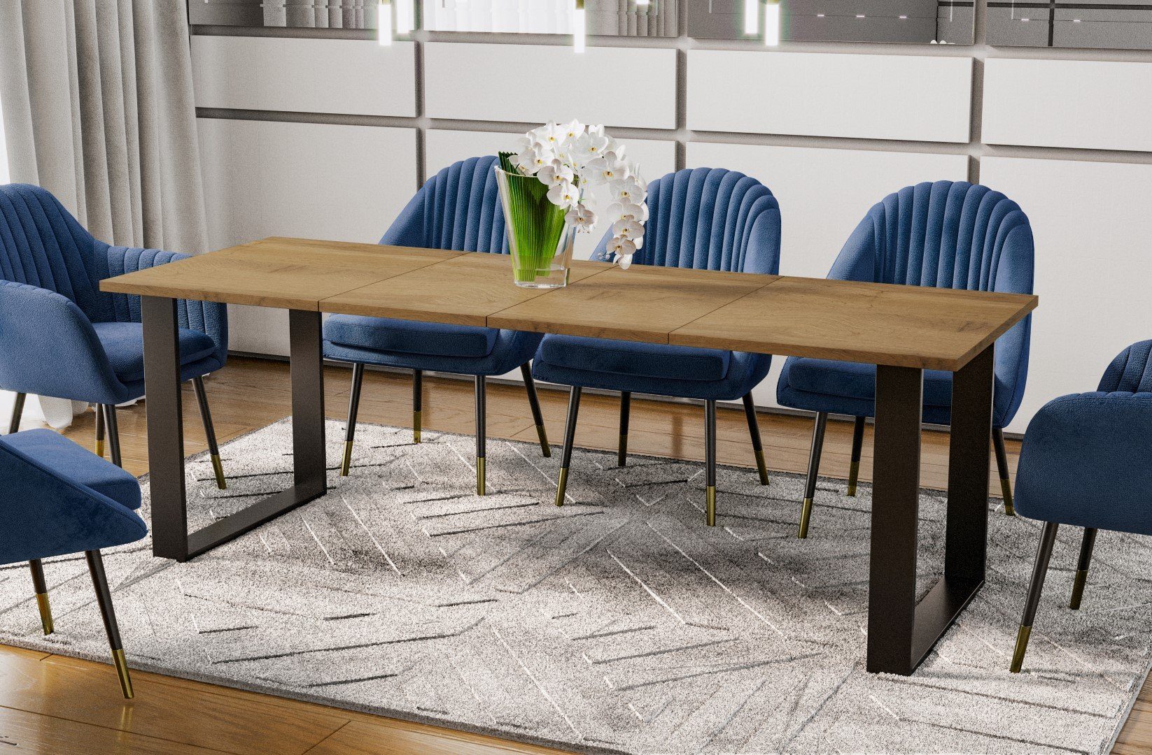 Endo-Moebel Esstisch Cora 210, Kufentisch ausziehbar 130cm - 210cm Küchentisch mit Kufen Design