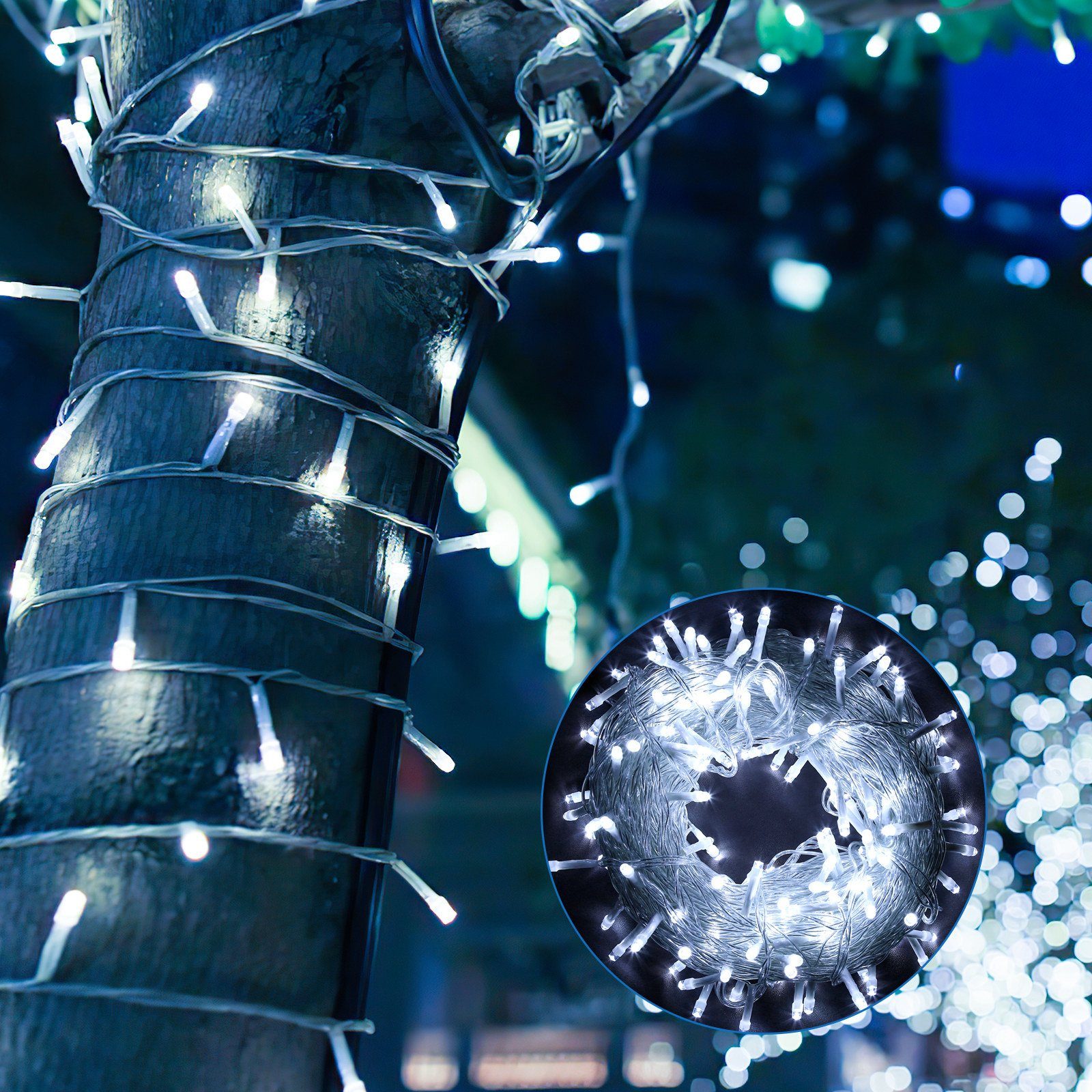 Clanmacy LED-Lichterkette 5-200m LED Eisregen Eiszapfen Lichterkette günstig online kaufen