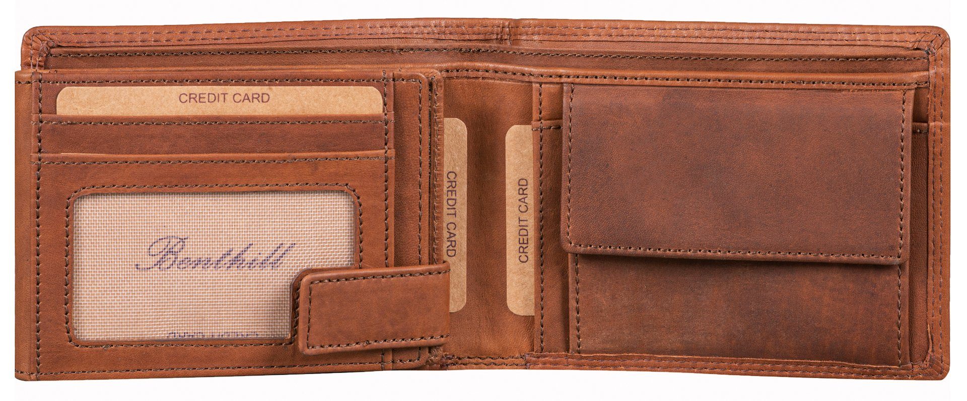 Vintage, Benthill Herren Echt-Leder Männer RFID Großes Portemonnaie RFID-Schutz Münzfach Kartenfächer Geldbeutel Geldbörse