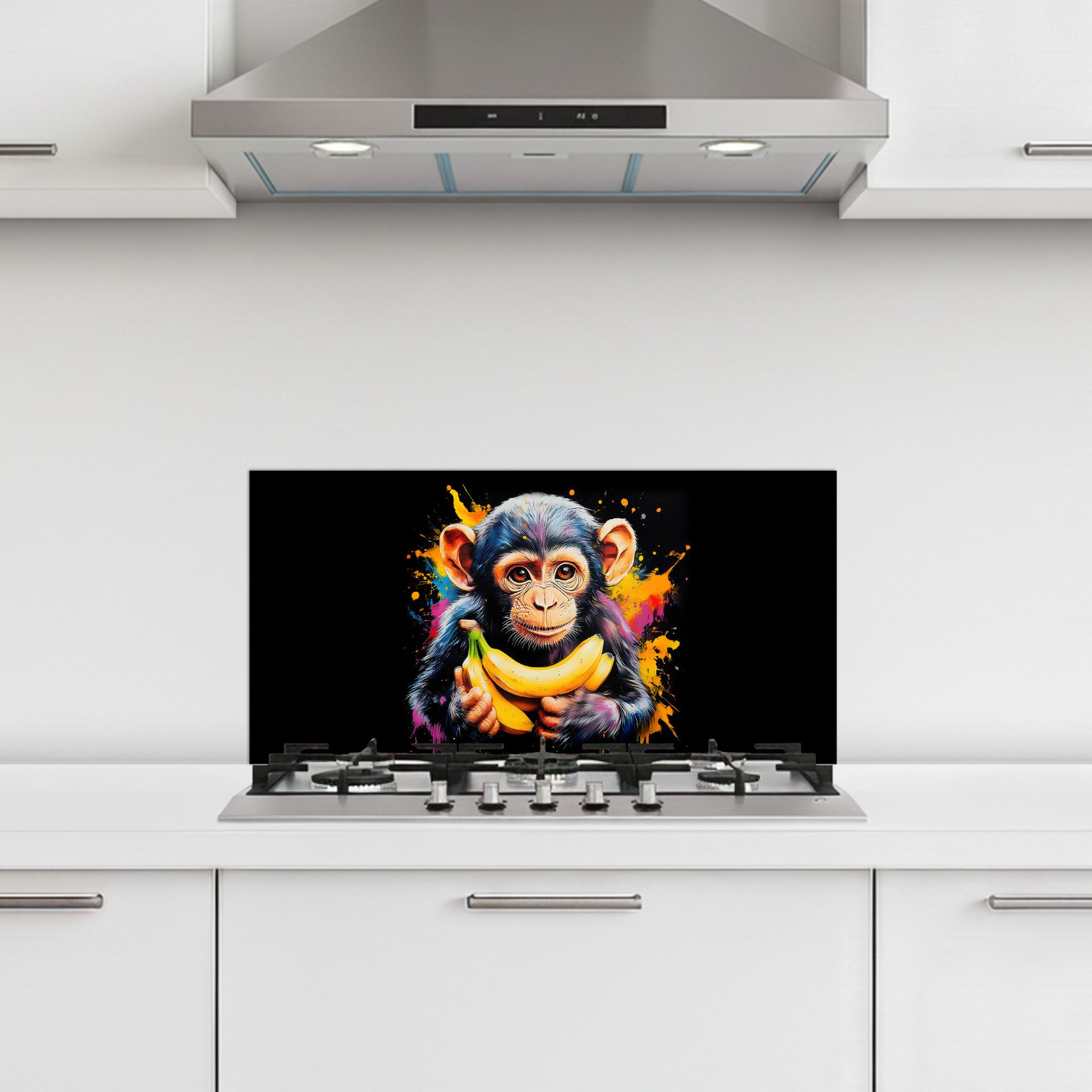 MuchoWow Küchenrückwand selbstklebend Affe - Graffiti - Farbenfroh - Banane günstig online kaufen