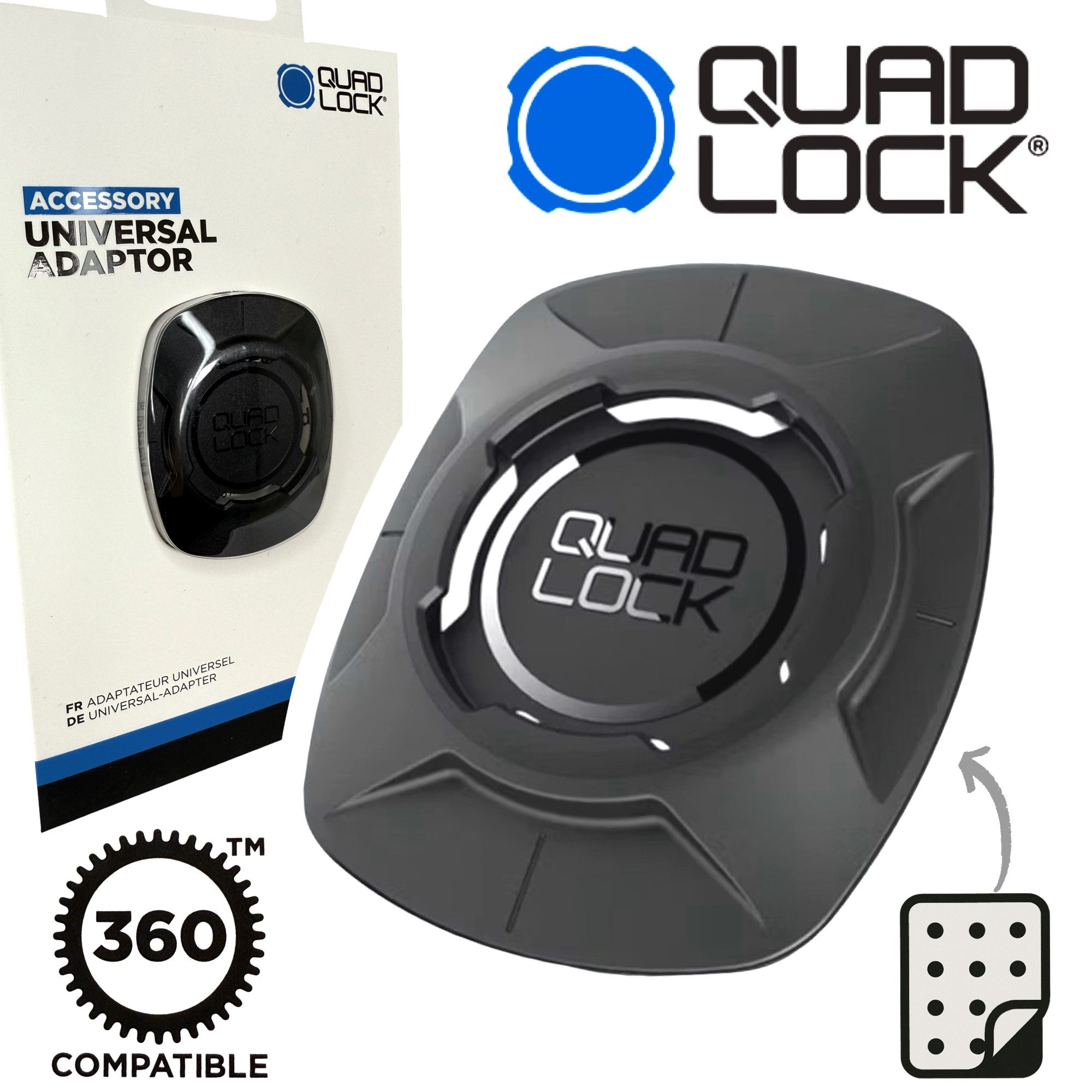 Quad Lock Handyhülle Quad Lock 360 Universal-Adapter V3 Handyhalter selbstklebend Rückseite