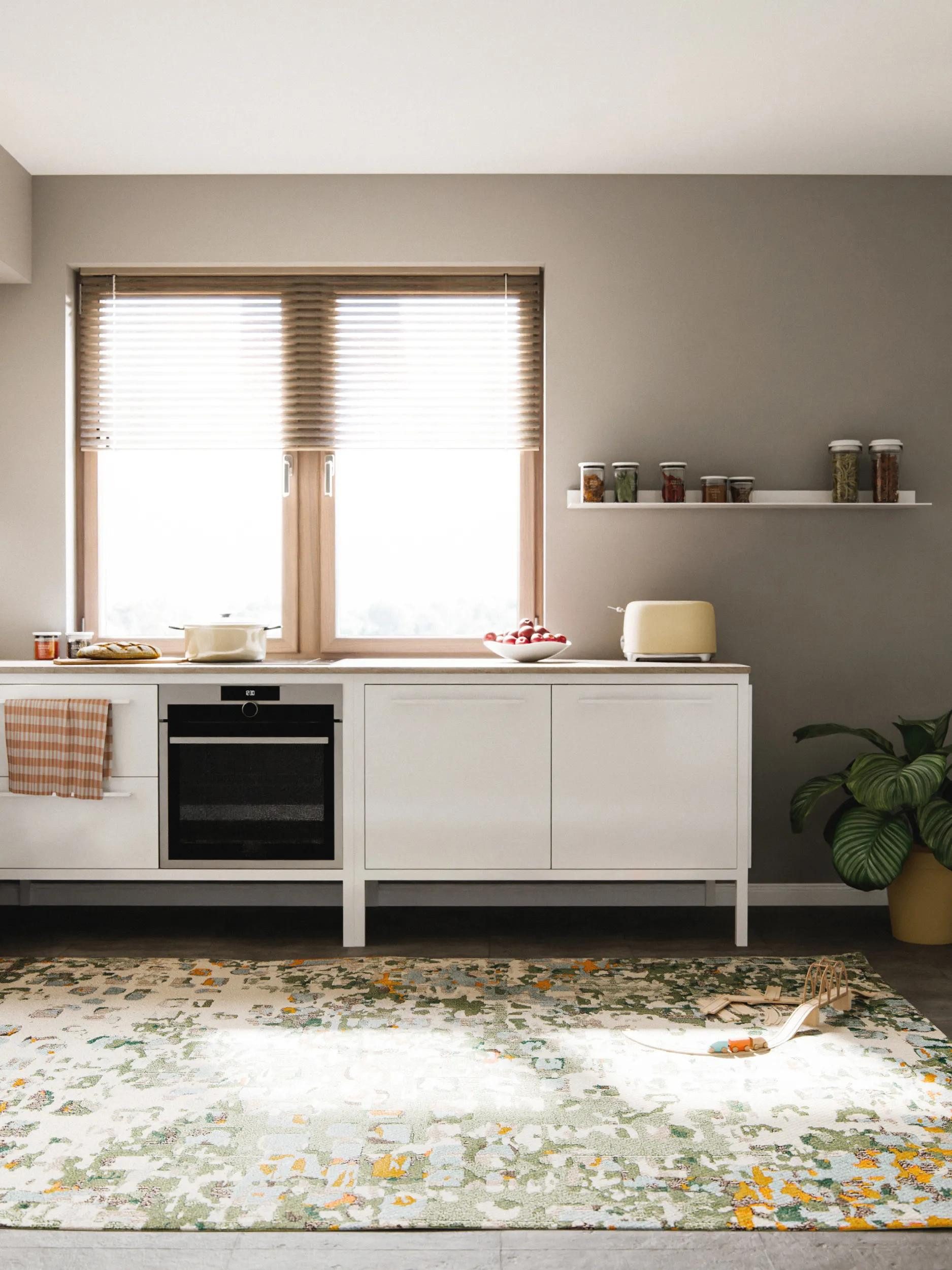 benuta Teppich Casa, rechteckig, Höhe: 11 mm, Teppich Wohnzimmer, Esszimmer, Schlafzimmer, Flur, Farbenfroh, Retro