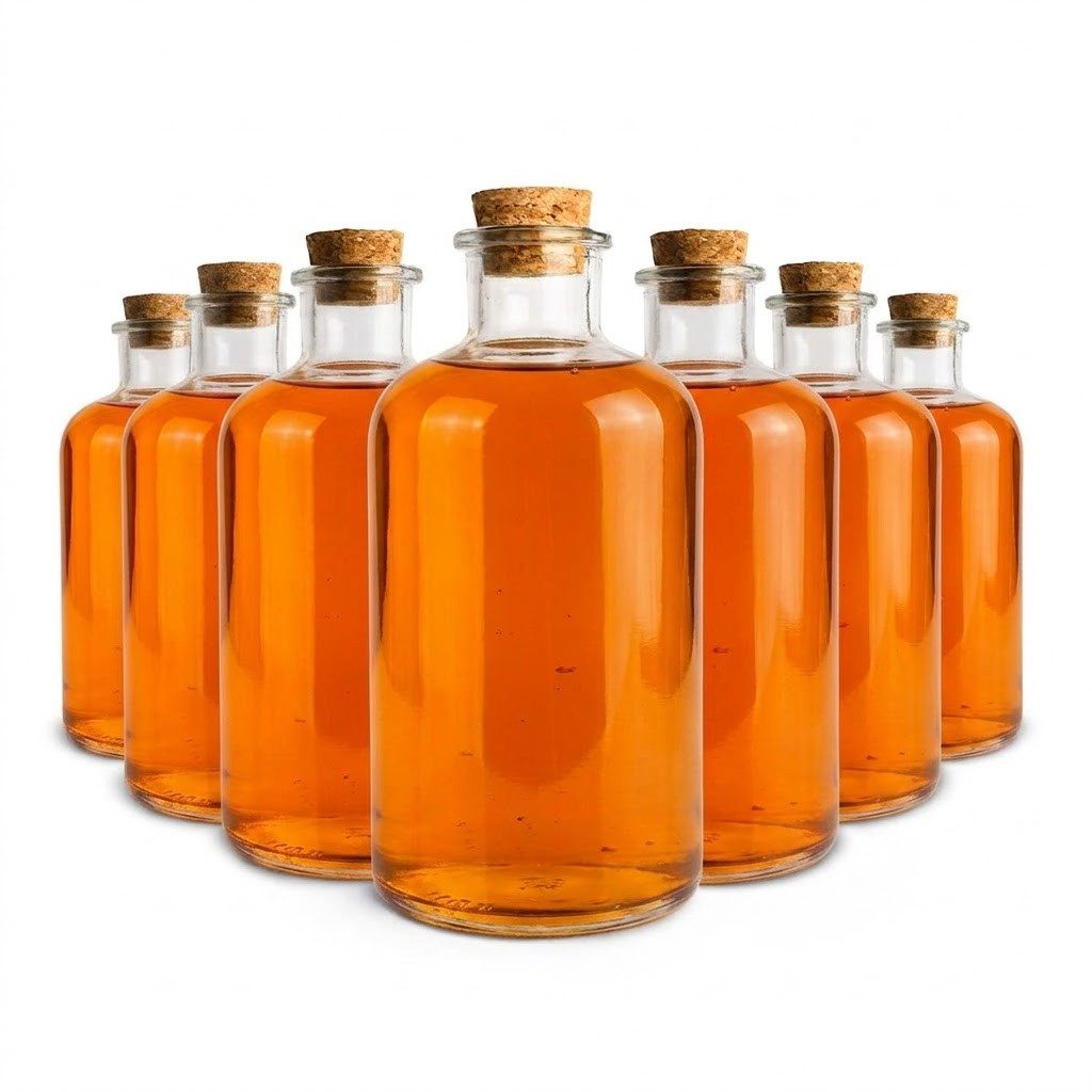 Sendez Trinkflasche 6 Glasflaschen mit Korken 250ml Vorratsflaschen Öl Essig Likör