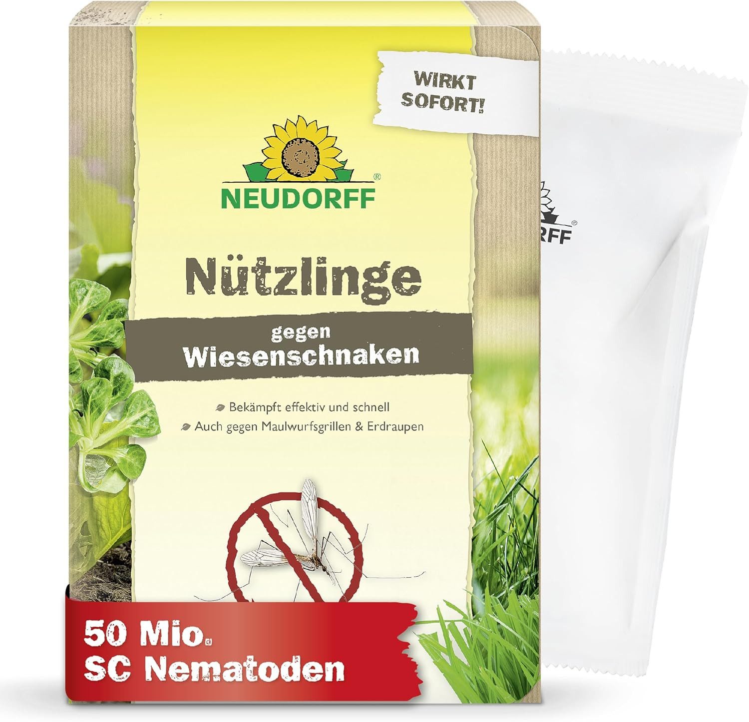 Neudorff Nematoden Nützlinge gegen Wiesenschnaken, Maulwurfsgrillen und Erdraupen, 50 Mio. SC-Nematoden für 100 m²