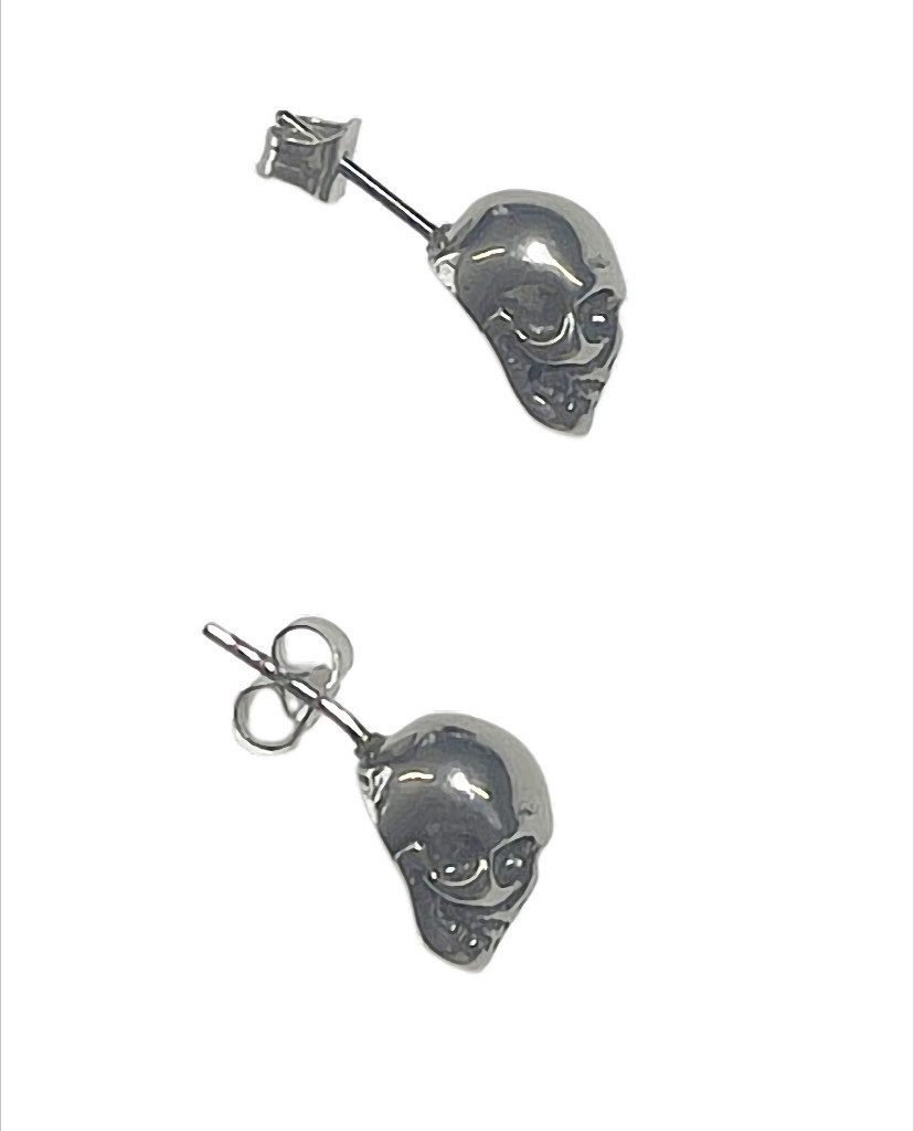Westernlifestyle Paar Ohrstecker Dark Spirit Skull Ohrstecker Totenkopf aus Edelstahl – 8 × 13 × 10 mm – Bild 2 von 2