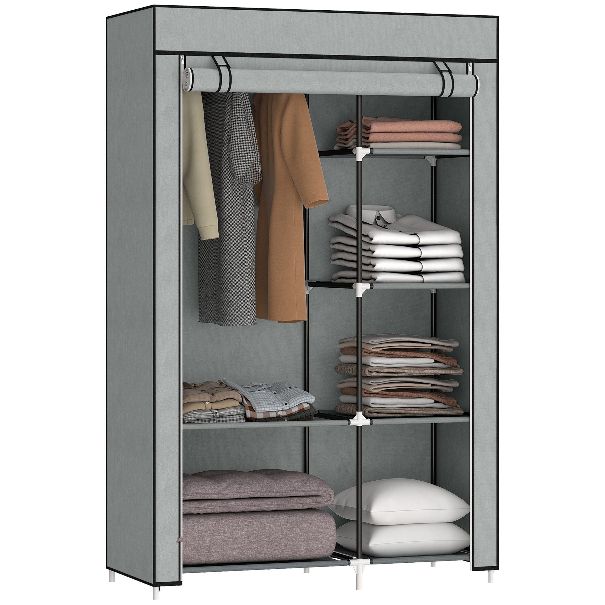 HOMCOM Stoffschrank Klappbarer Kleiderschrank Faltbare Garderobe in Vlies-O günstig online kaufen
