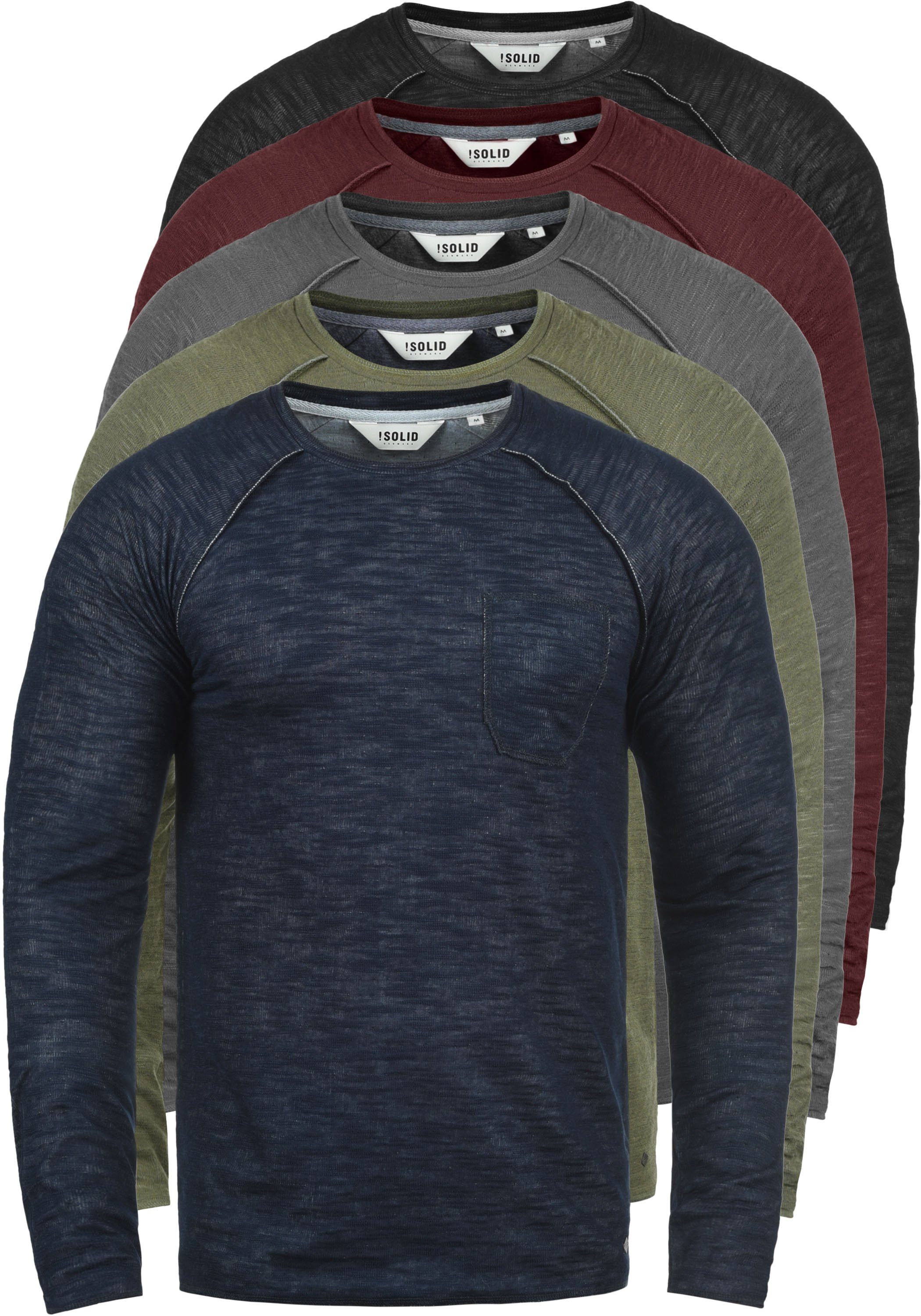 Solid Sweatshirt SDDon Brusttasche mit (9000) Black Sweatpullover
