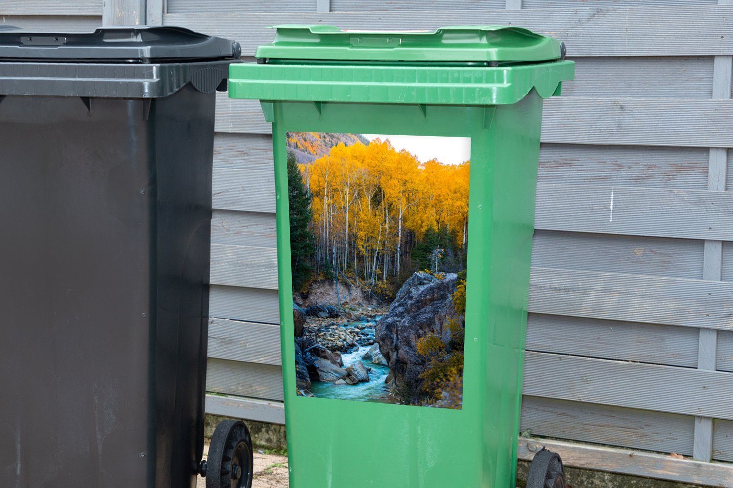 Mülleimer-aufkleber, Sticker, Abfalbehälter (1 Baum Container, - - St), Wandsticker MuchoWow Mülltonne, Amerika Steine