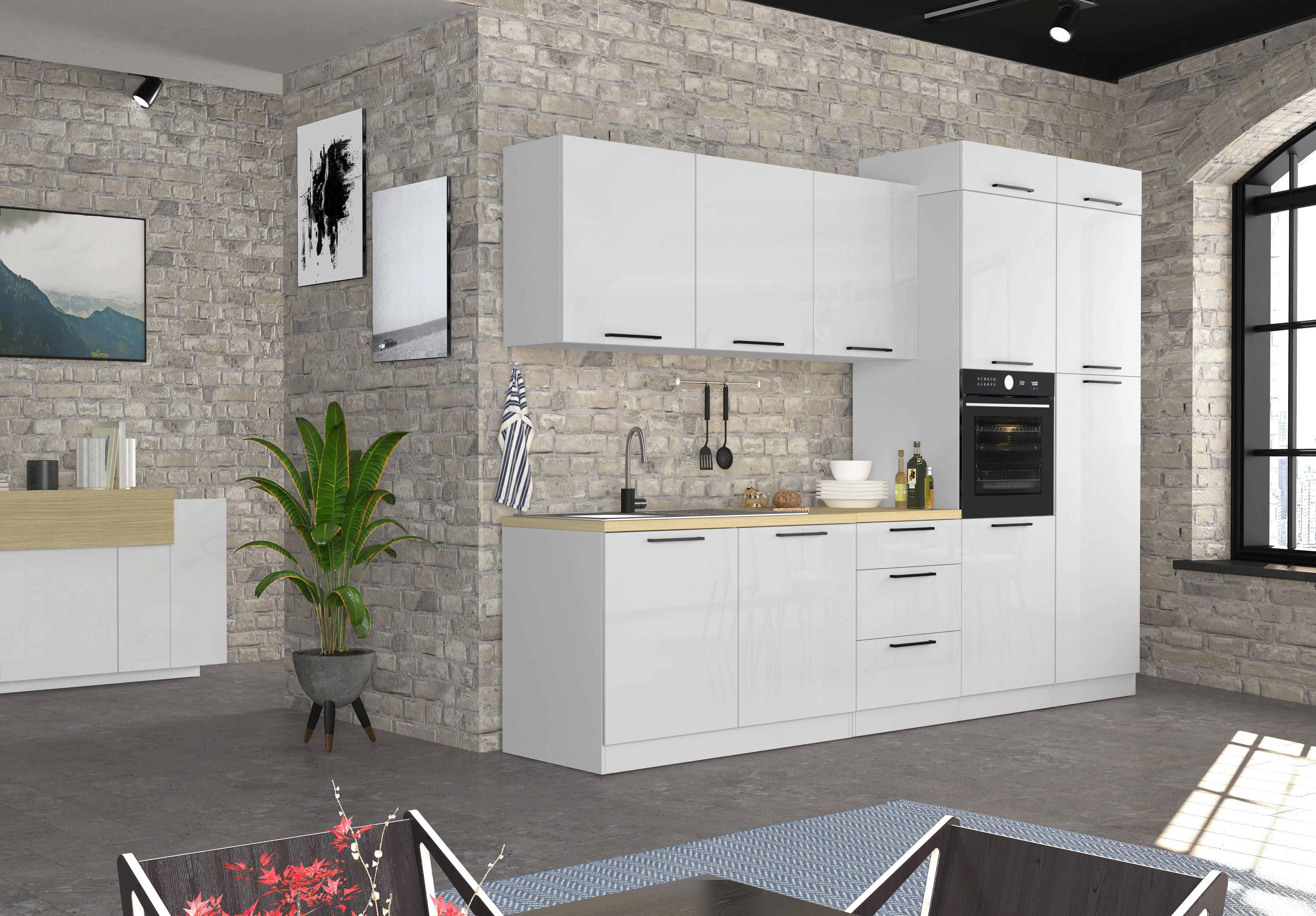 KOCHSTATION Aufsatzschrank Luna, Hängeschrank, Küchenhängeschrank, Made in Italy B/T/H: 60×60×20 cm, zusätzlicher Stauraum über der Arbeitsfläche