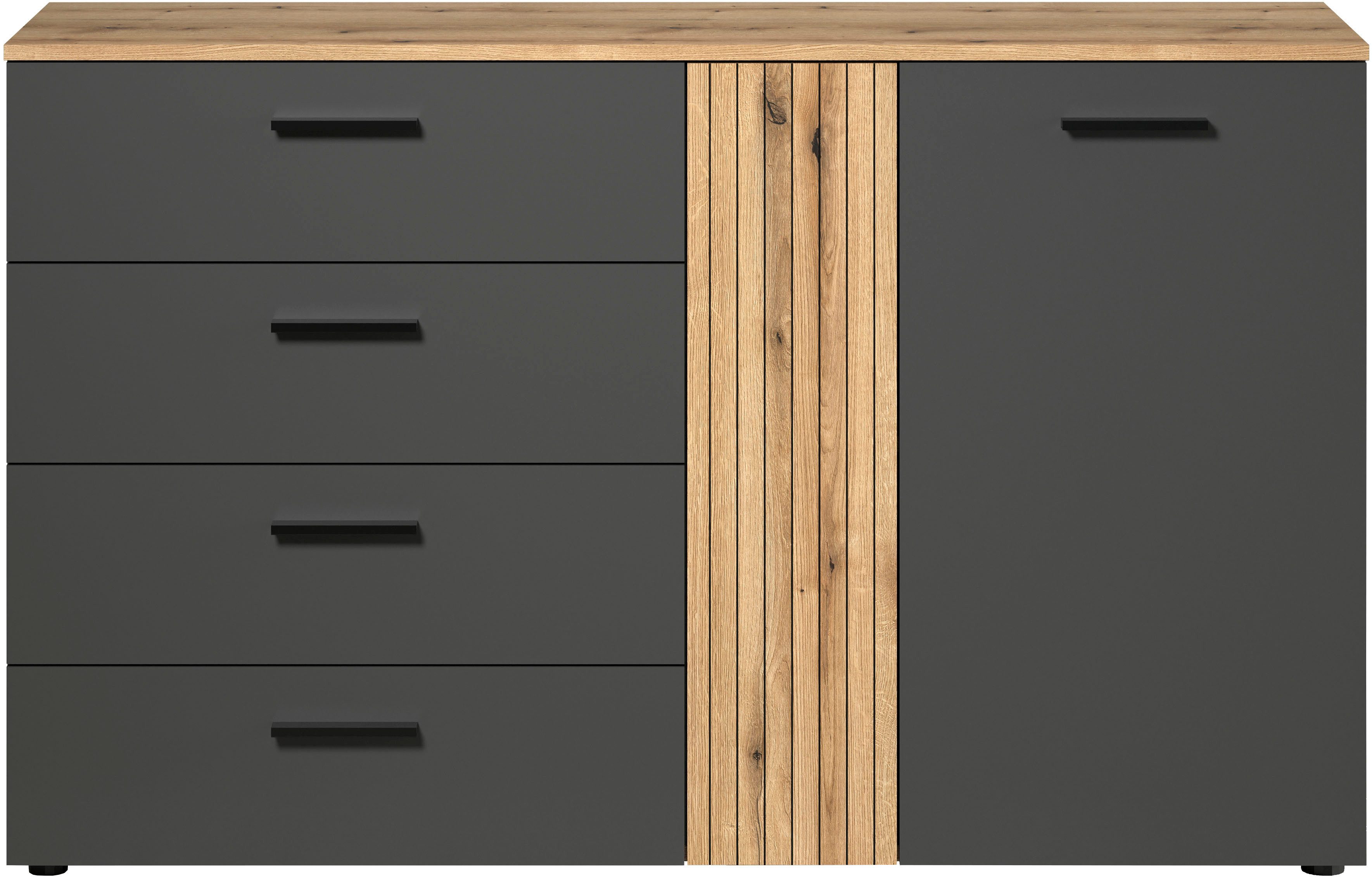 Home affaire Kommode Estepona (1 St), Sideboard mit voll ausziehbaren Schubladen - (B/T/H) 139/38/86 cm