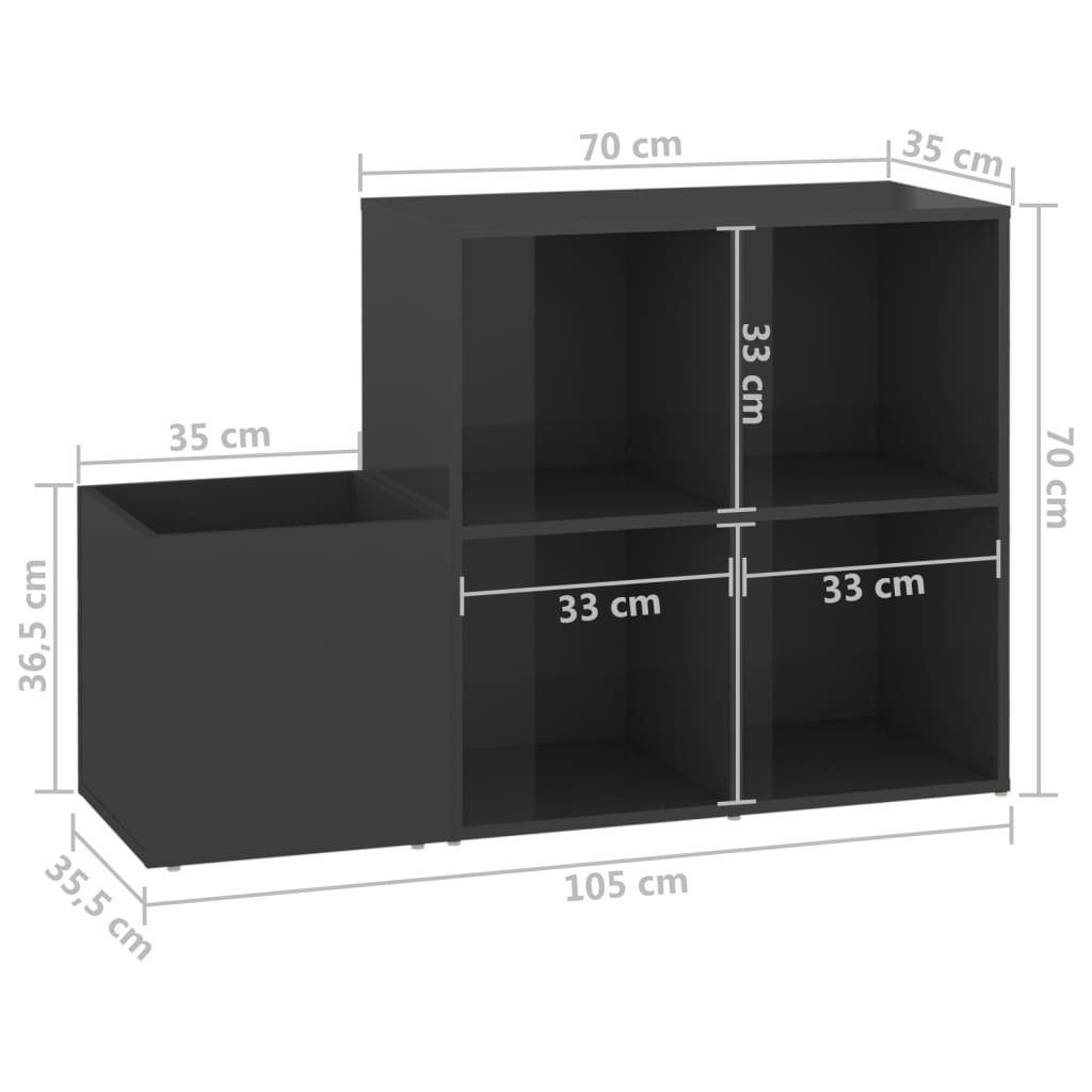 3008158, 105x35,5x70 möbelando Hochglanz-Grau Regalwürfel cm, LxBxH: in