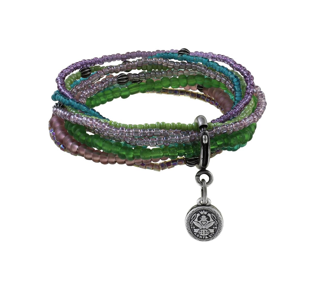 KONPLOTT Armband KONPLOTT Armband Petit Glamour antik Silber grün lila elastisch