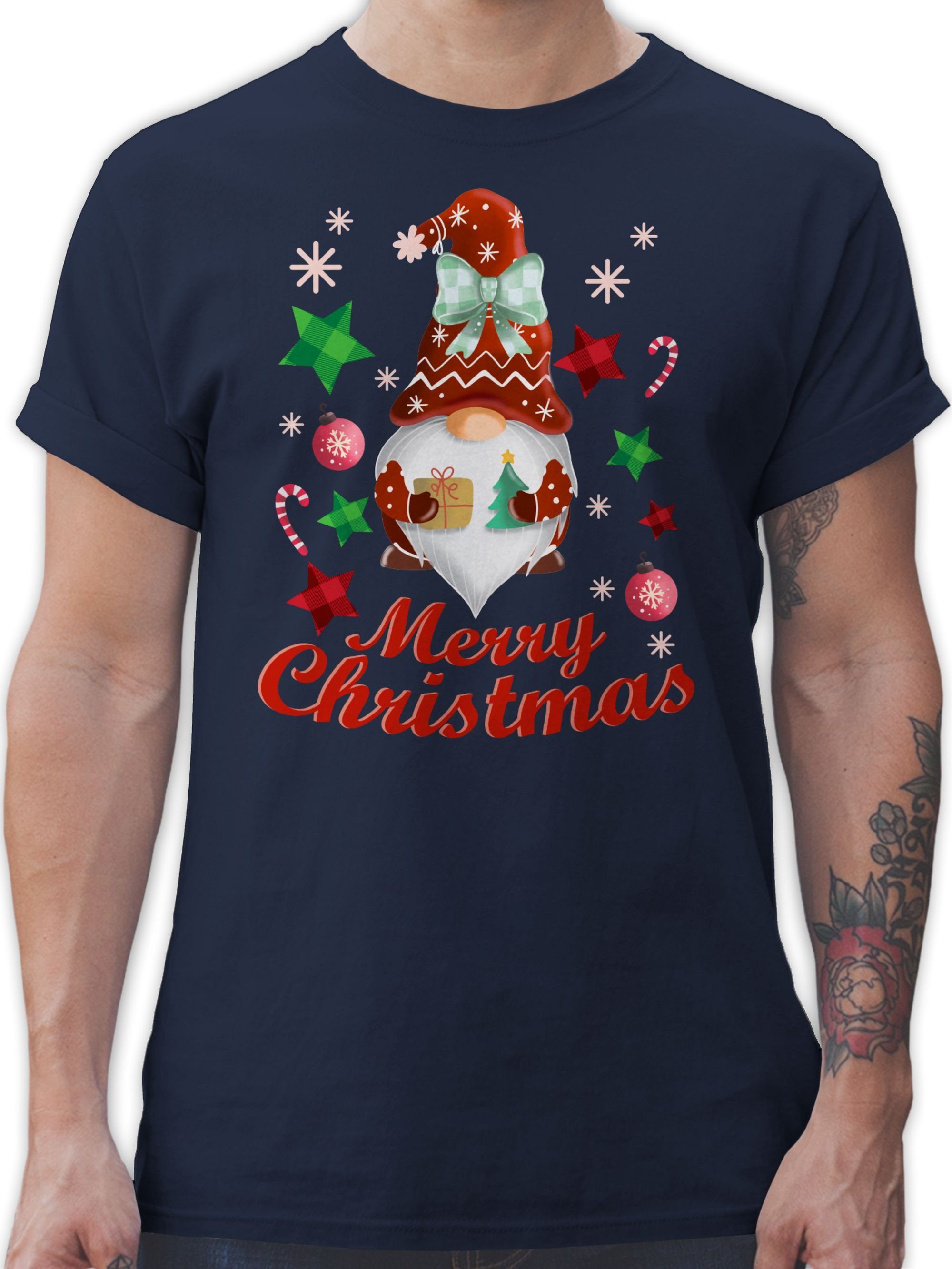 Shirtracer T-Shirt Weihnachtlicher Wichtel Weihachten Kleidung 02 Navy Blau