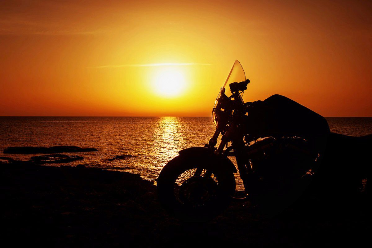 Fototapete Motorrad am Strand