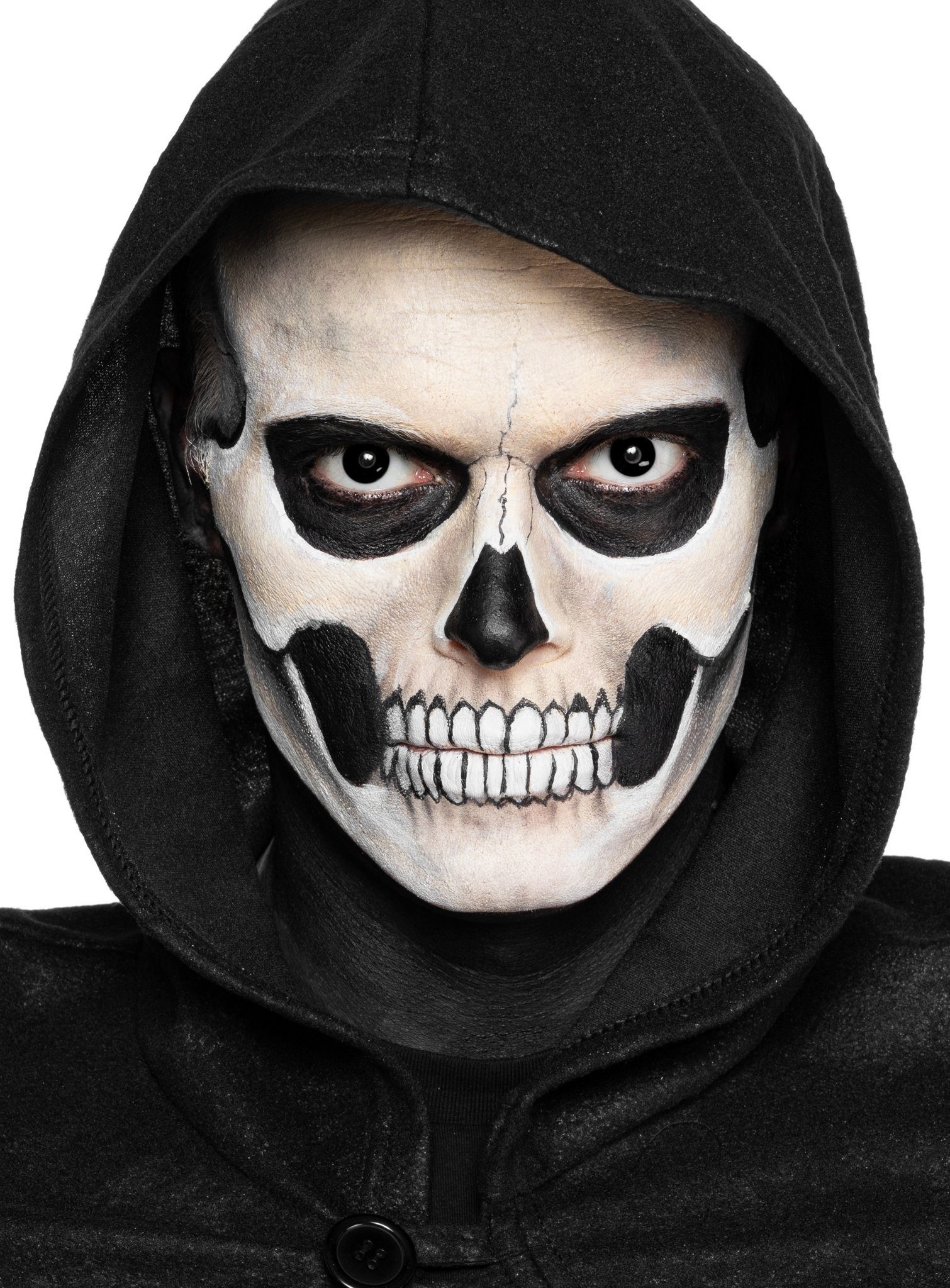 Maskworld Theaterschminke Make-up Set Totenkopf, Halloween Schminkset mit optimal aufeinander abgestimmten Komponenten