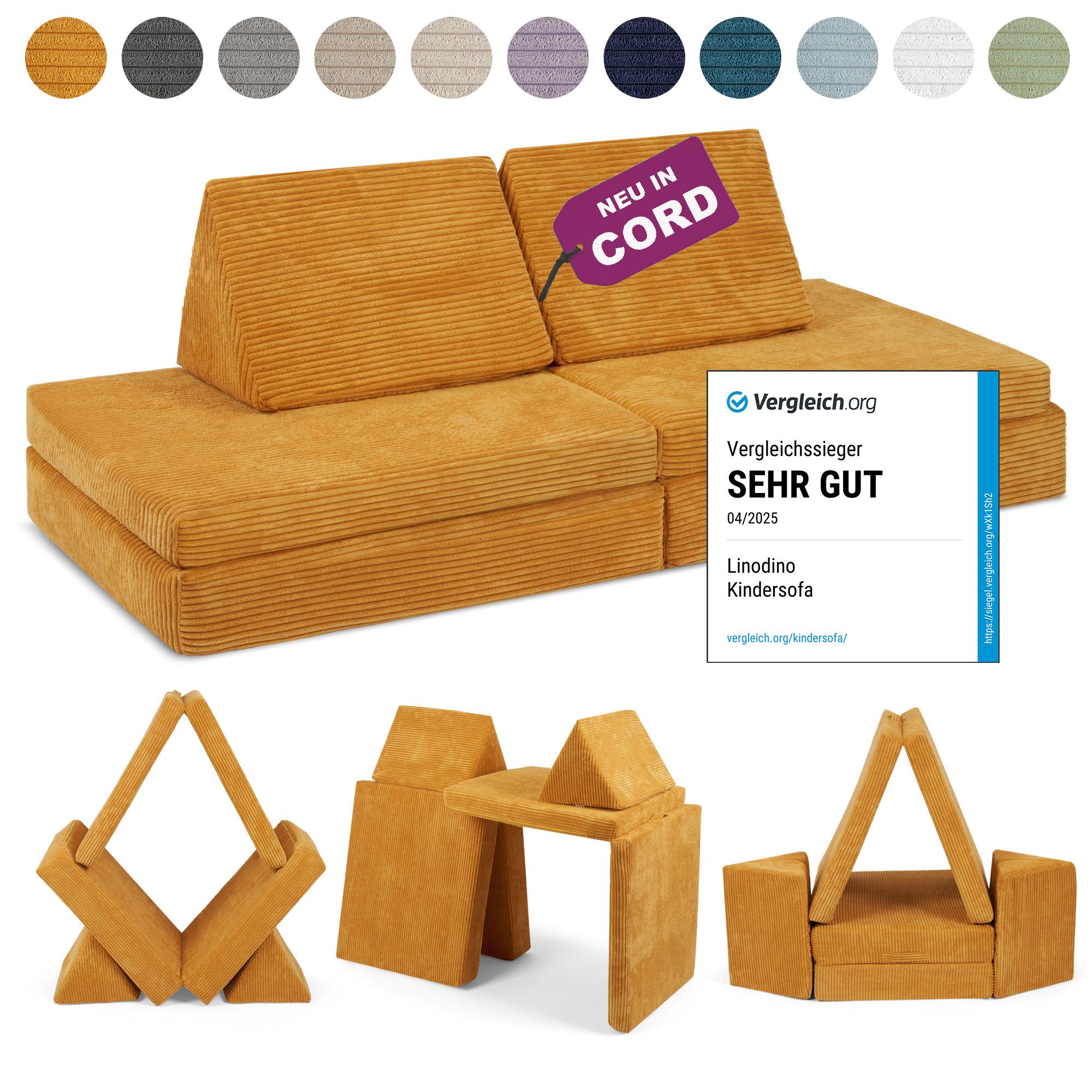 Linodino Kindersofa Spielsofa I aus Schaumstoff Bausteine I Spielcouch für günstig online kaufen