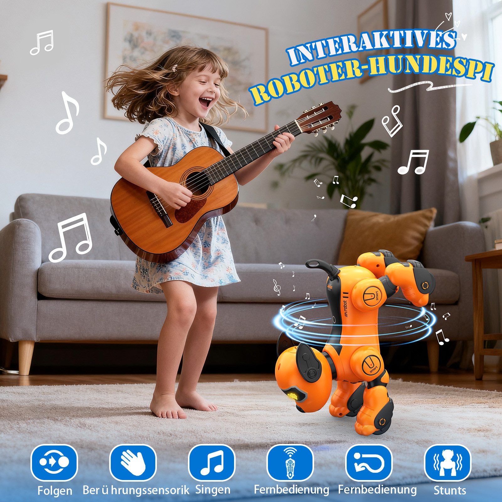 ANYSUN RC-Roboter Roboter Hund Kinder Ferngesteuerter Spielzeug-Festival Geschenk (Sprach und2,4GHz Fernsteuerung Haustier Roboterhund mit 20+ Funktionen), Programmierbarer Tanz Musik RC Roboter Hund für Kinder 3-12 Jahren