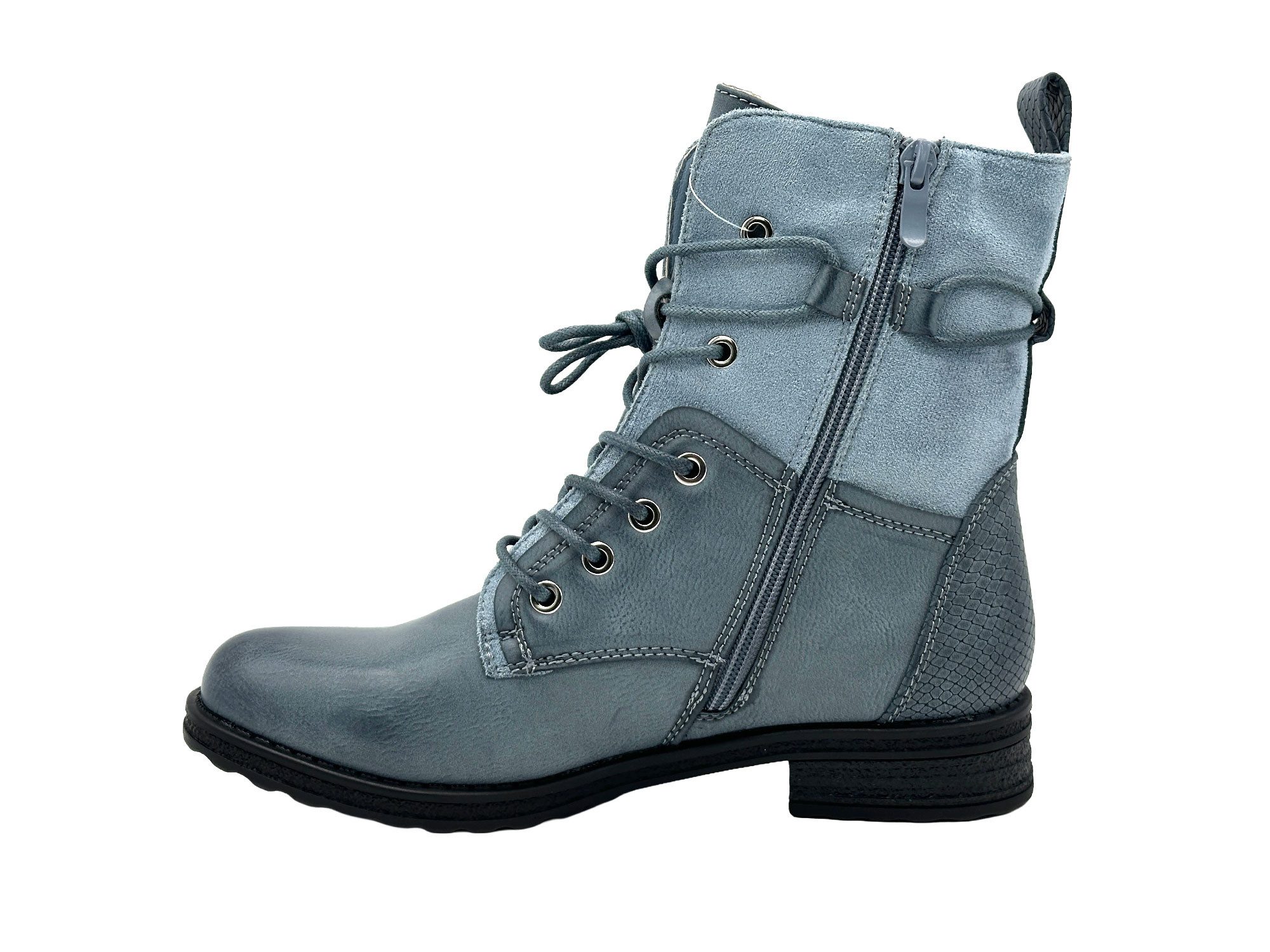 Nowaland Casual Damen Boots mit Warmfutter und Reißverschluss Stiefelette Dekorative Schnürung und kuscheliges Warmfutter