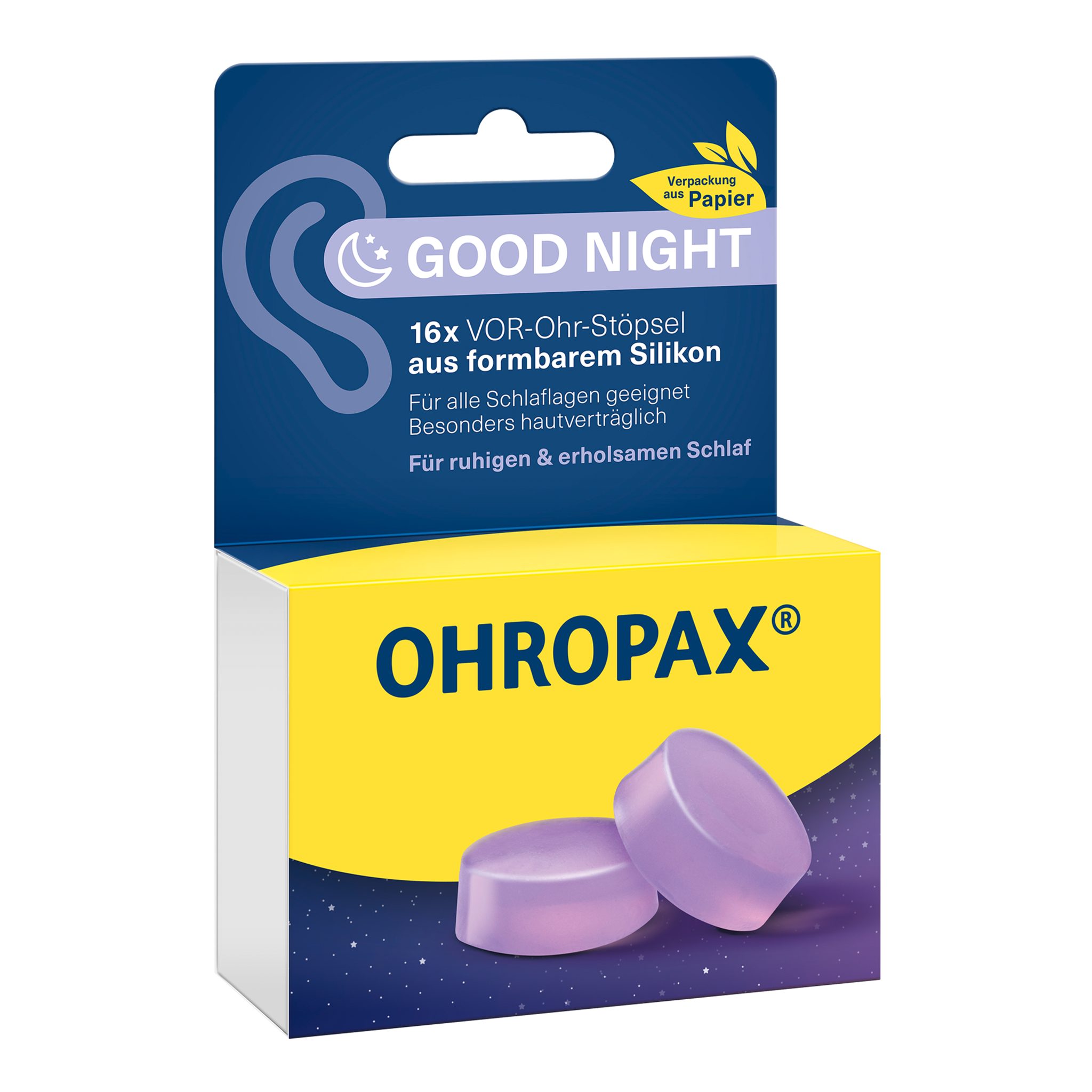 OHROPAX Gehörschutzstöpsel OHROPAX Good Night Ohrstöpsel 16 Stück – Silikon Gehörschutz