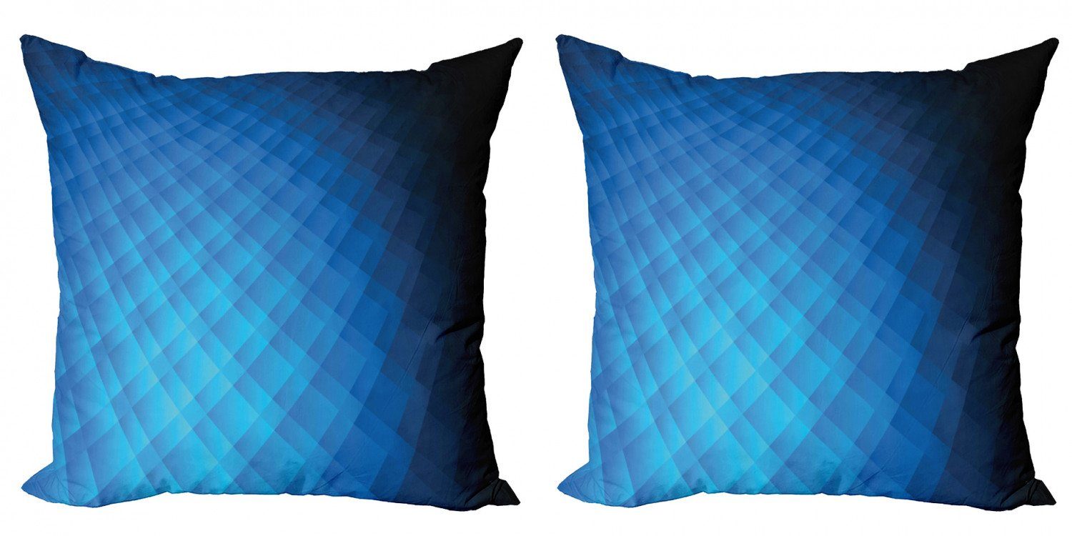 Kissenbezüge Modern Accent Abakuhaus (2 Ombre-Platz Doppelseitiger Stück), Vibrierender Digitaldruck, Blau geometrischer